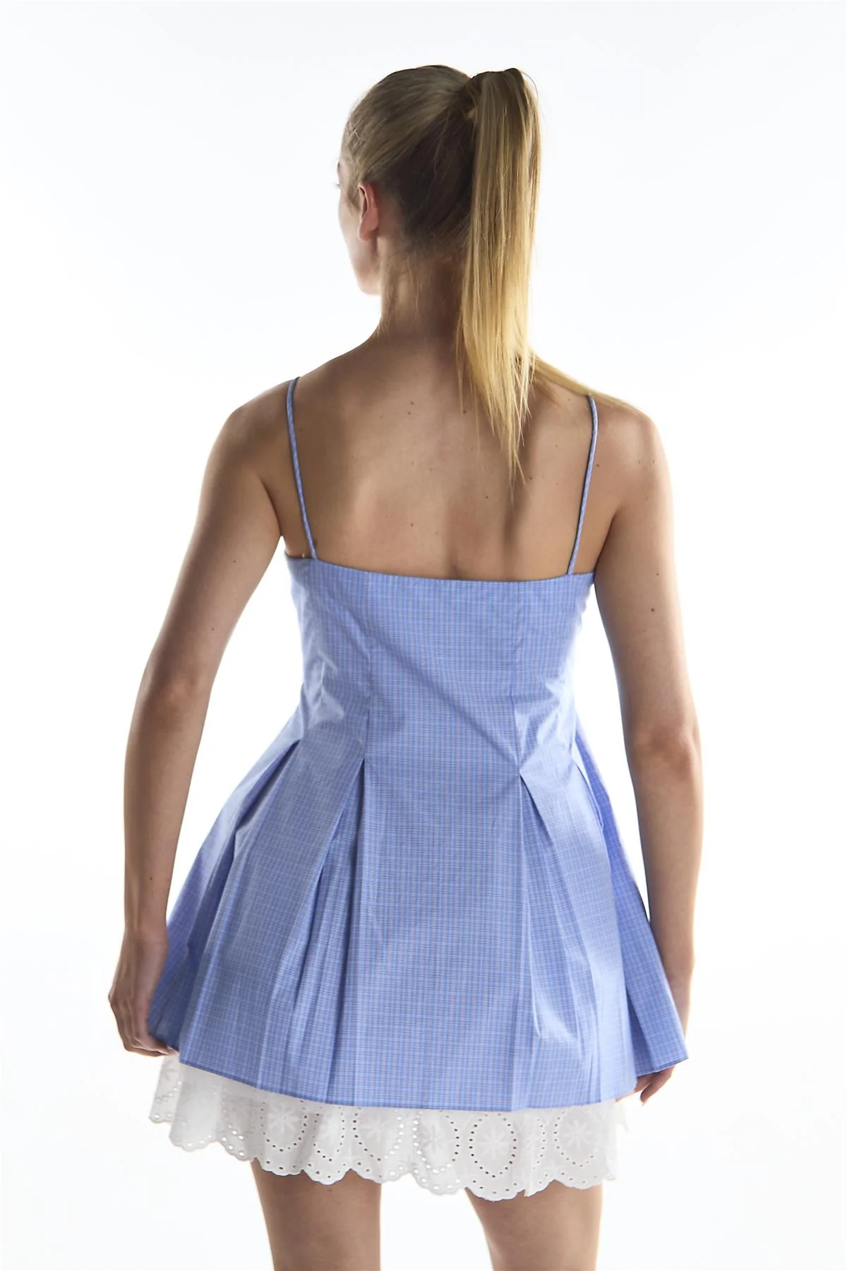 Cornflower Check Pleated Mini Dress - Image 2