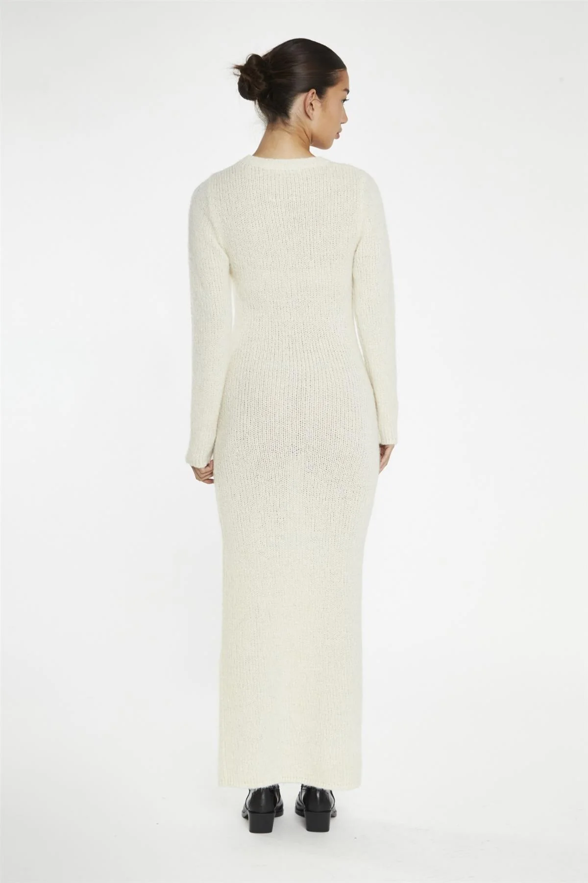 Cream Long Sleeve Bodycon Knitted Maxi Dress - Image 2