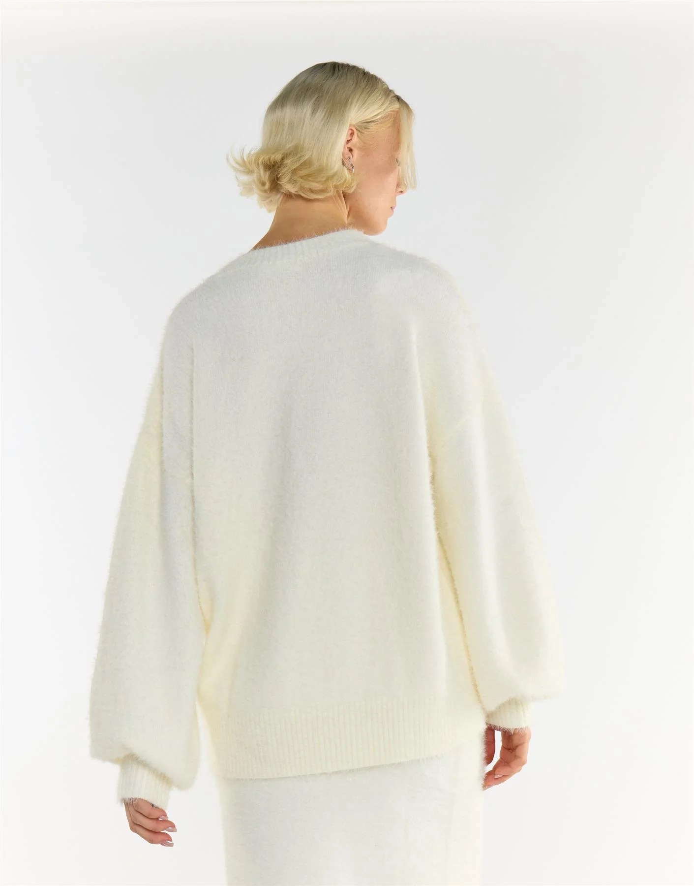 Cream Crew Neck Long Sleeve Cosy Jumper - Image 3