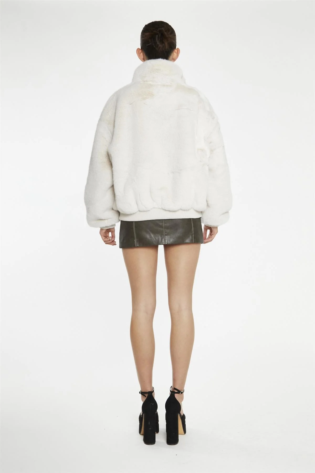 Cream Faux-Fur Bomber-Jacket - Image 2