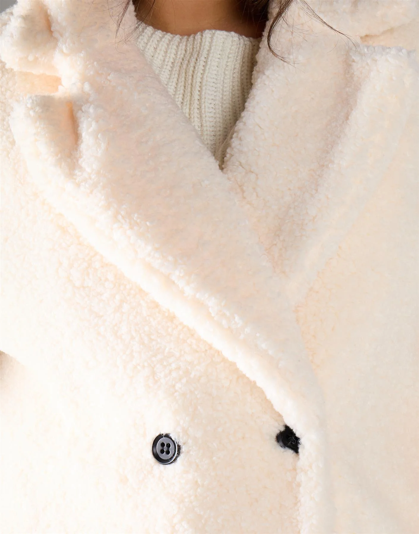 Glamorous Curve Cream Faux Fur Long Coat - Image 3