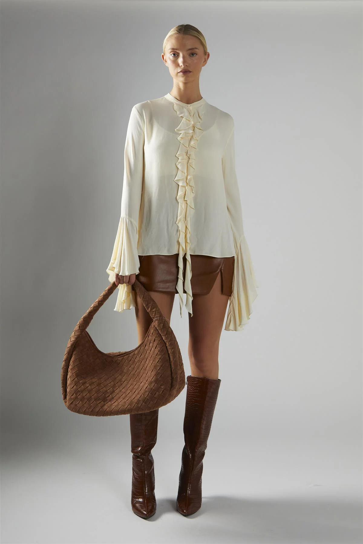 Cream Flared-Sleeve Blouse - Image 4