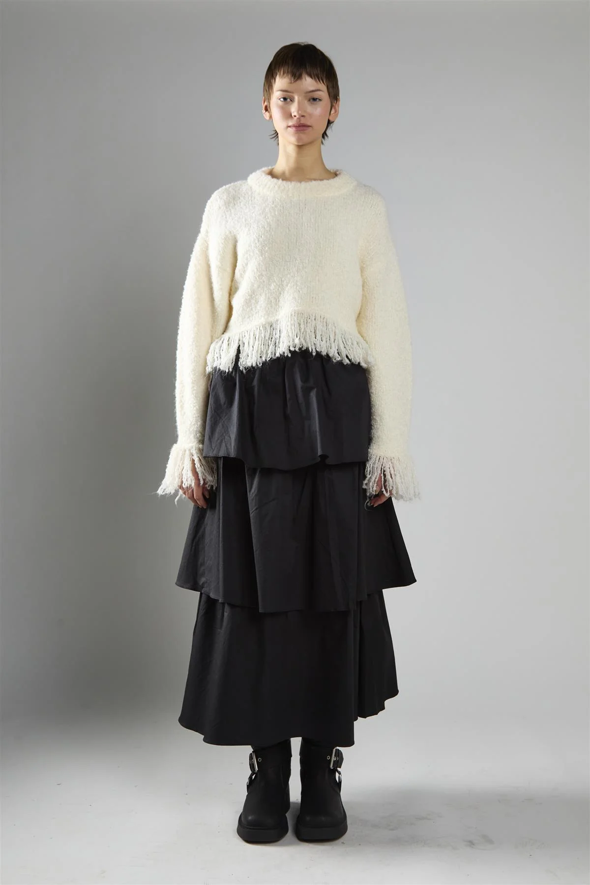 Cream Fringe-Trim Long Sleeve-Jumper - Image 5