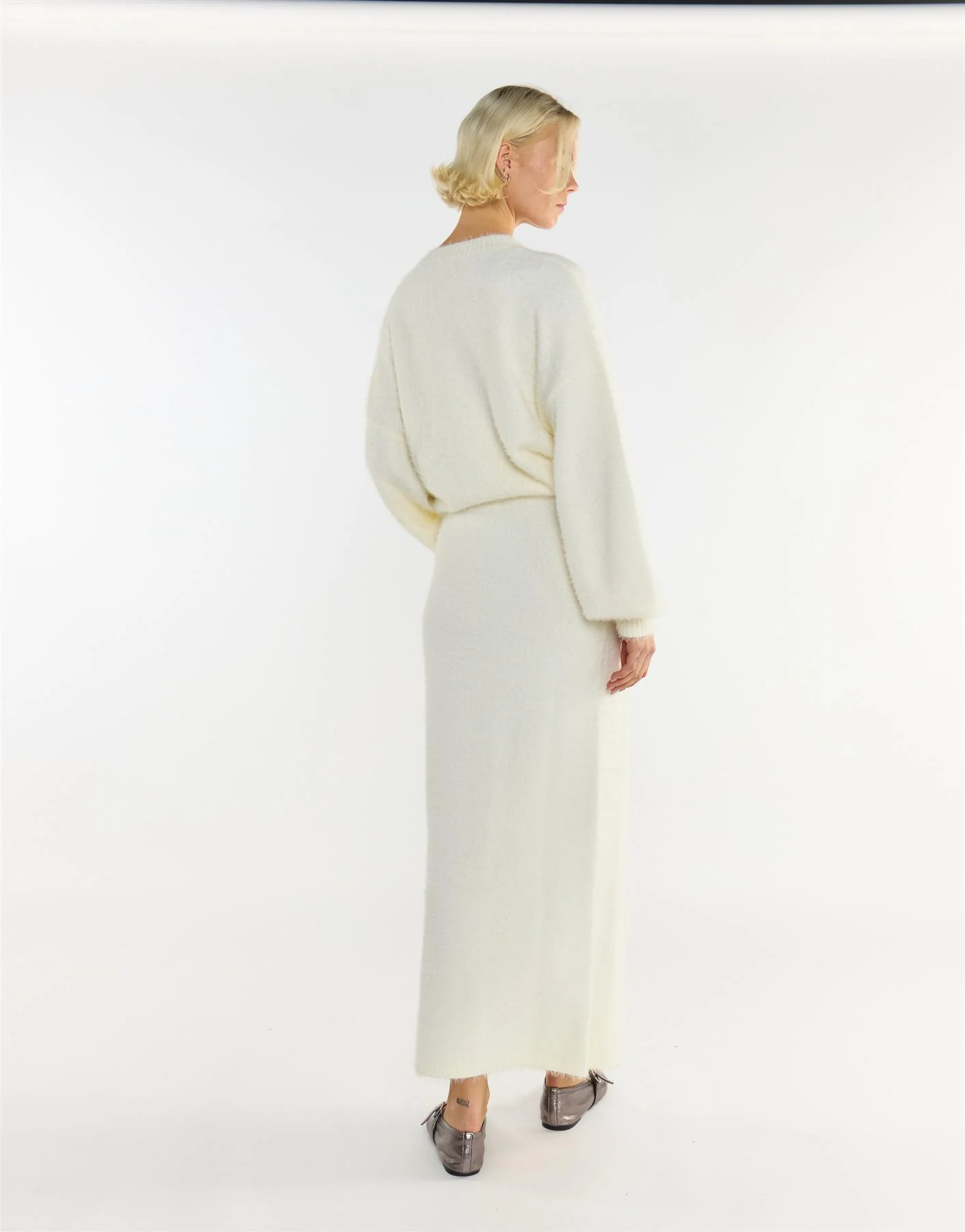 Cream Knitted Maxi Skirt - Image 2
