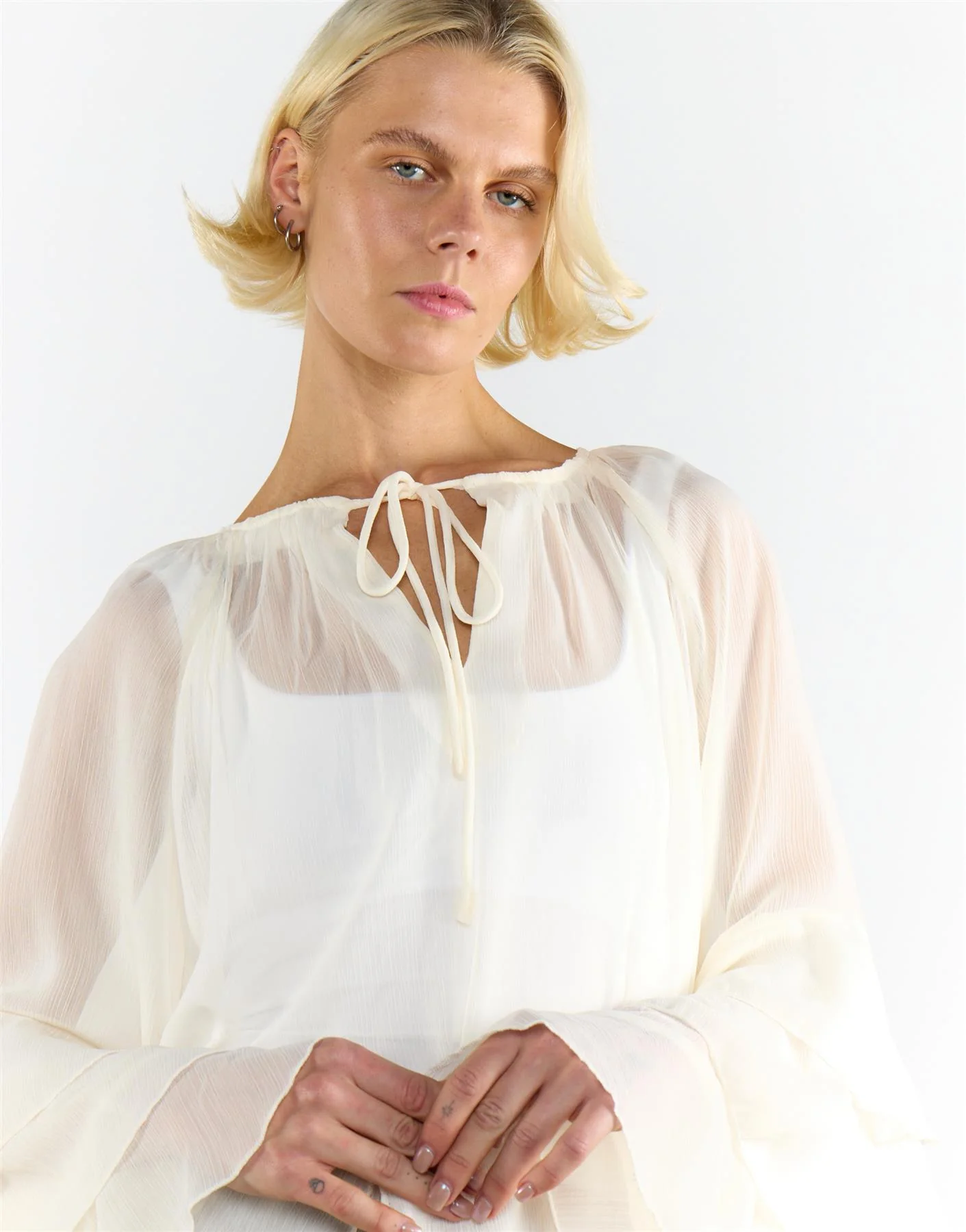 Cream Multi Ruffle Long Sleeve Top - Image 3