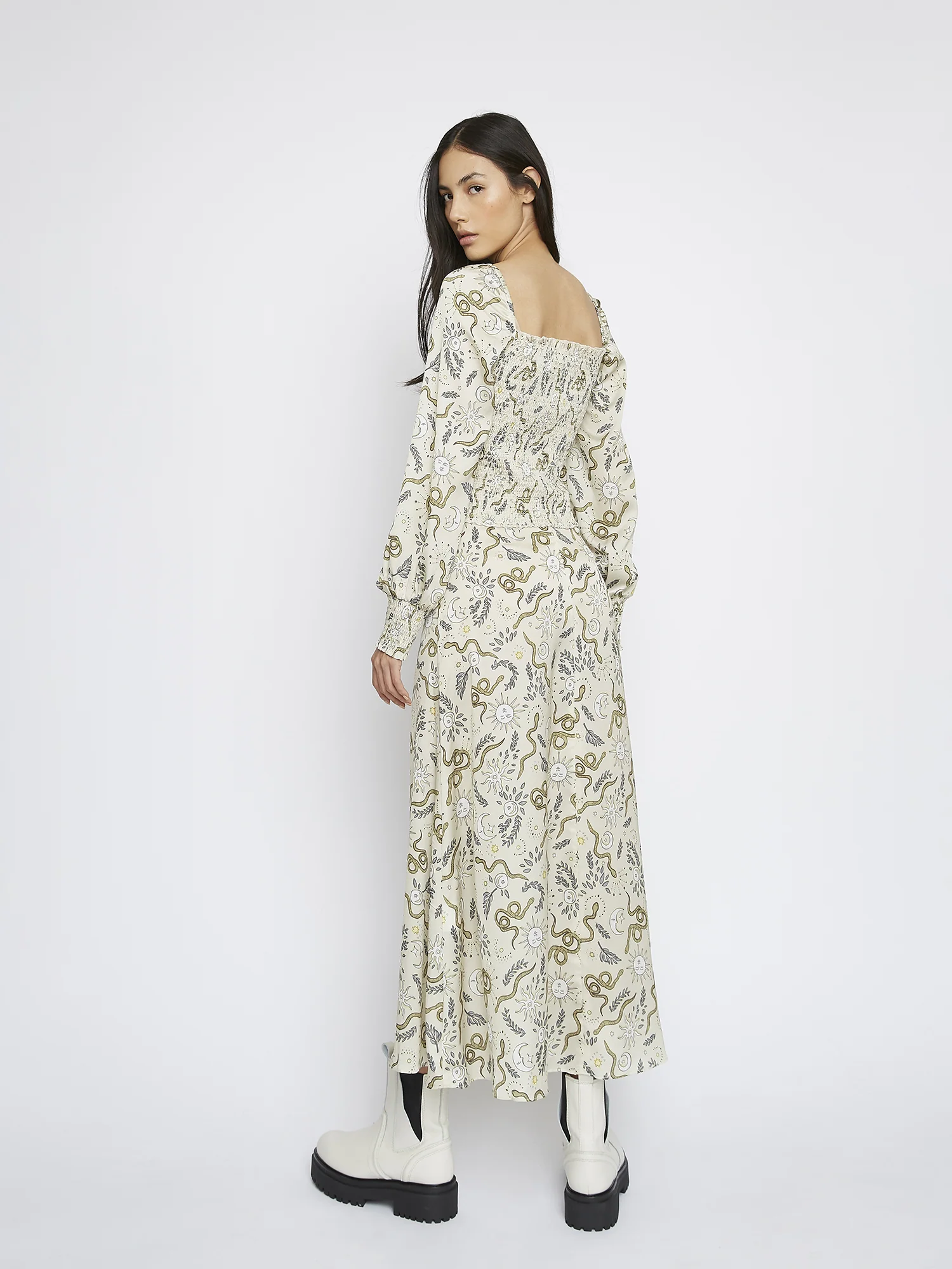 Glamorous Stone Sun and Moon Print Midi Skirt - Image 3