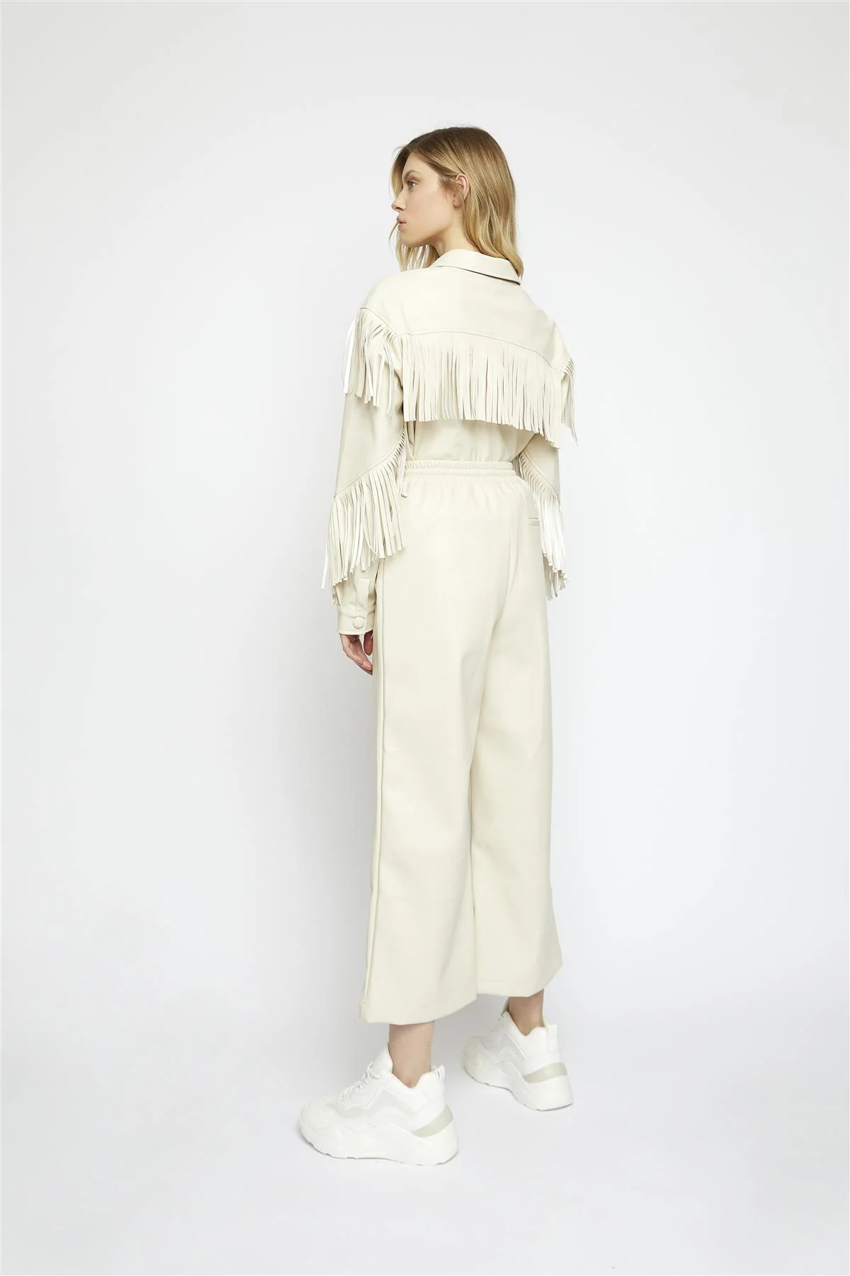 Cream-Pu Wide-Leg-Trousers - Image 2