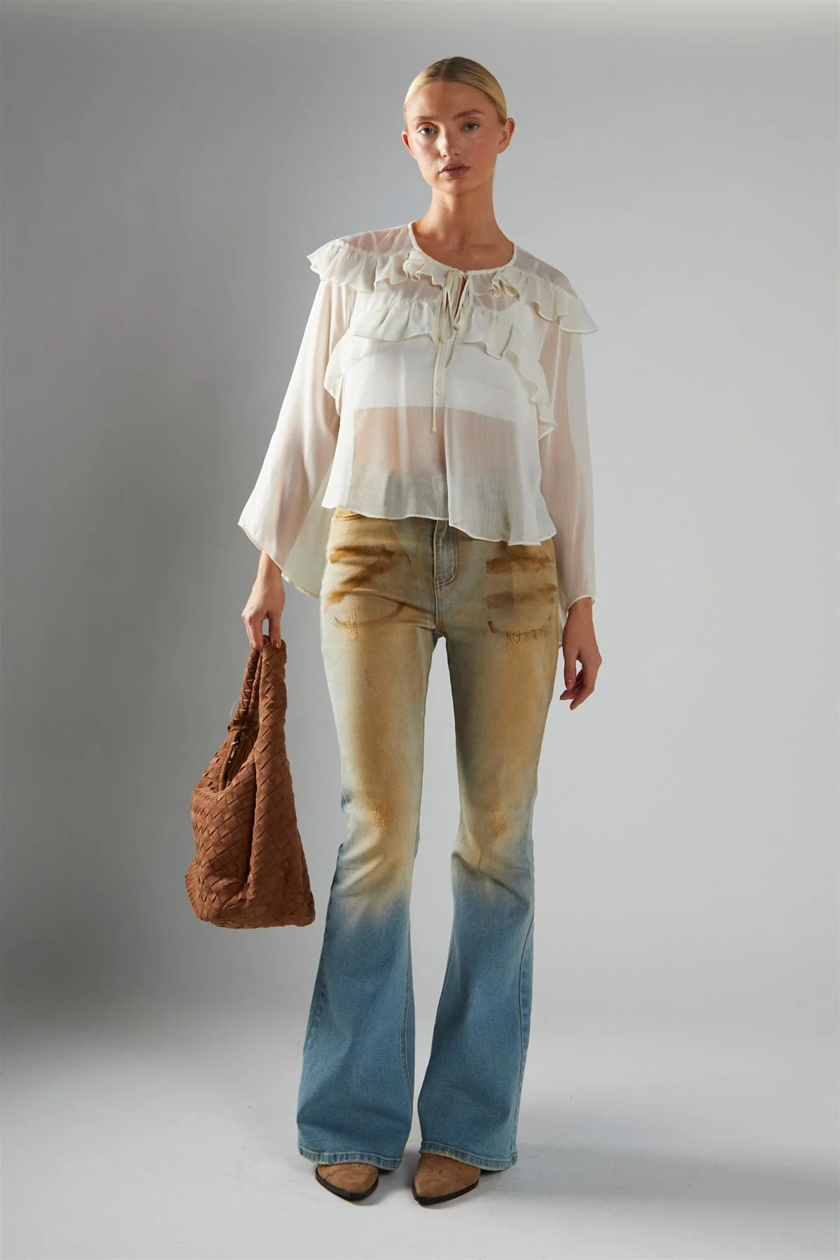 Cream Ruffle Blouse - Image 5