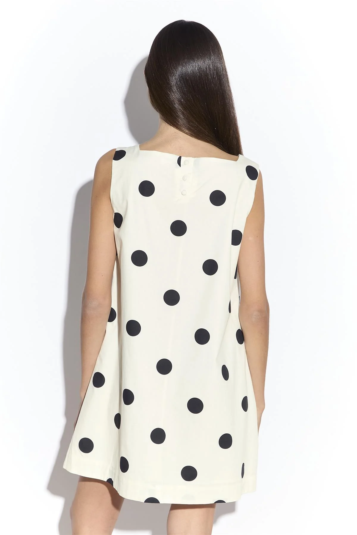 Cream Spot Square Neckline Mini Shift Dress - Image 4