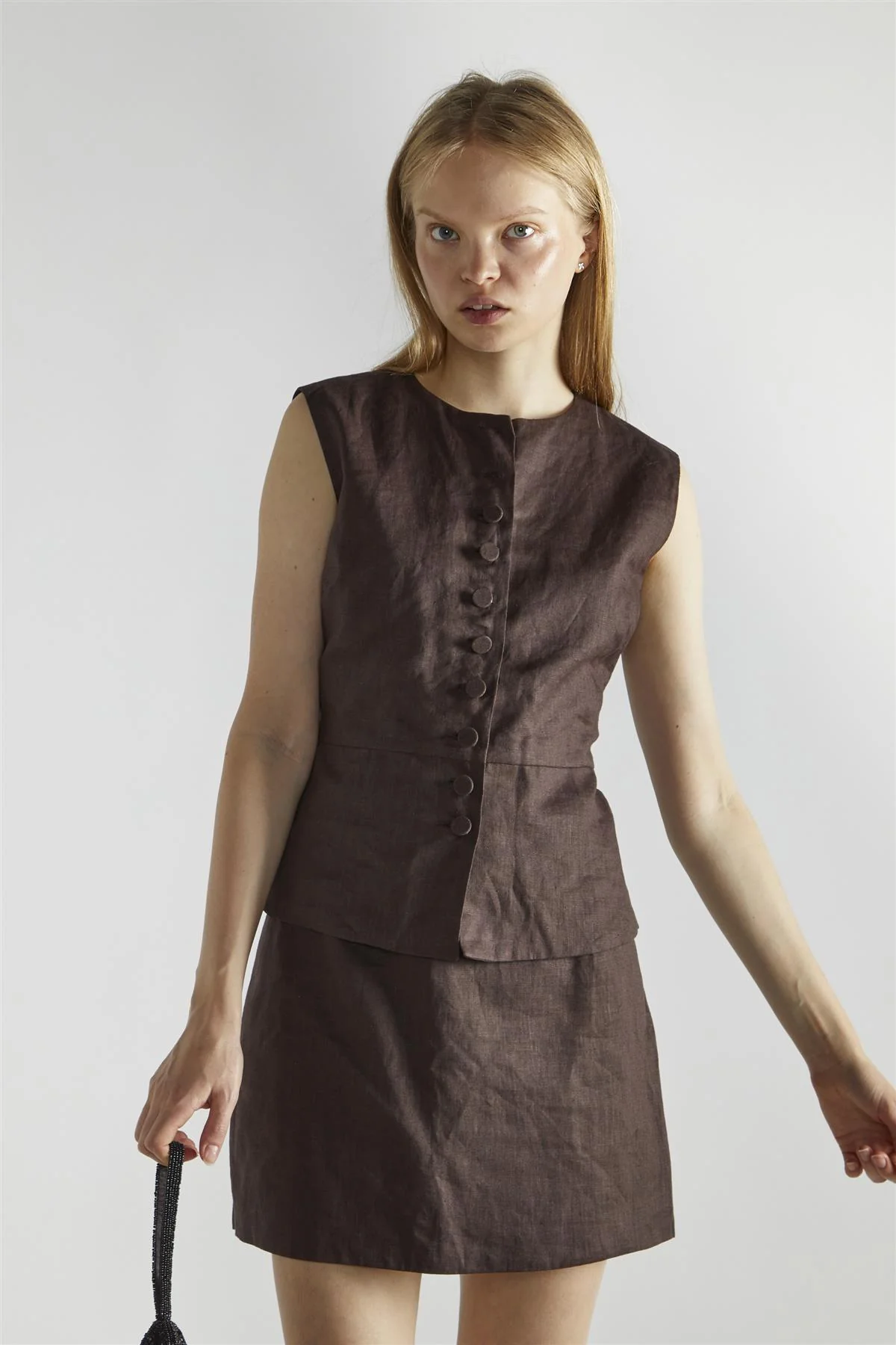 Dark Brown A-Line Mini-Skirt - Image 3