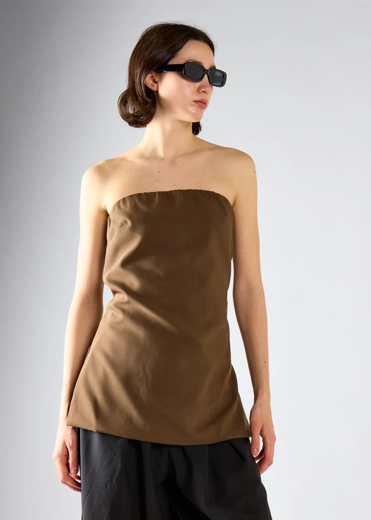 Dark Brown Longline Bandeau Top - Image 3