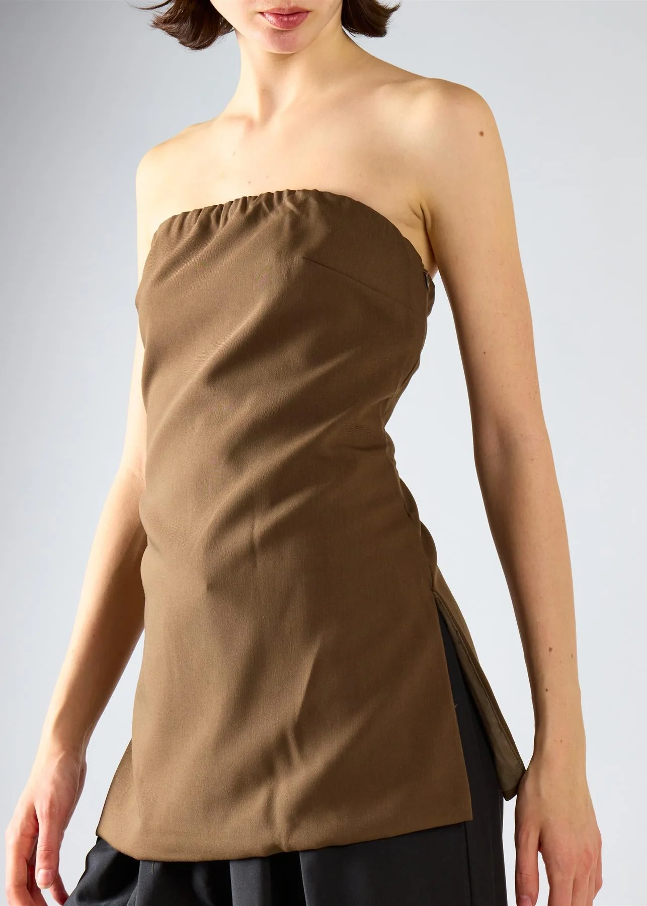 Dark Brown Longline Bandeau Top - Image 4