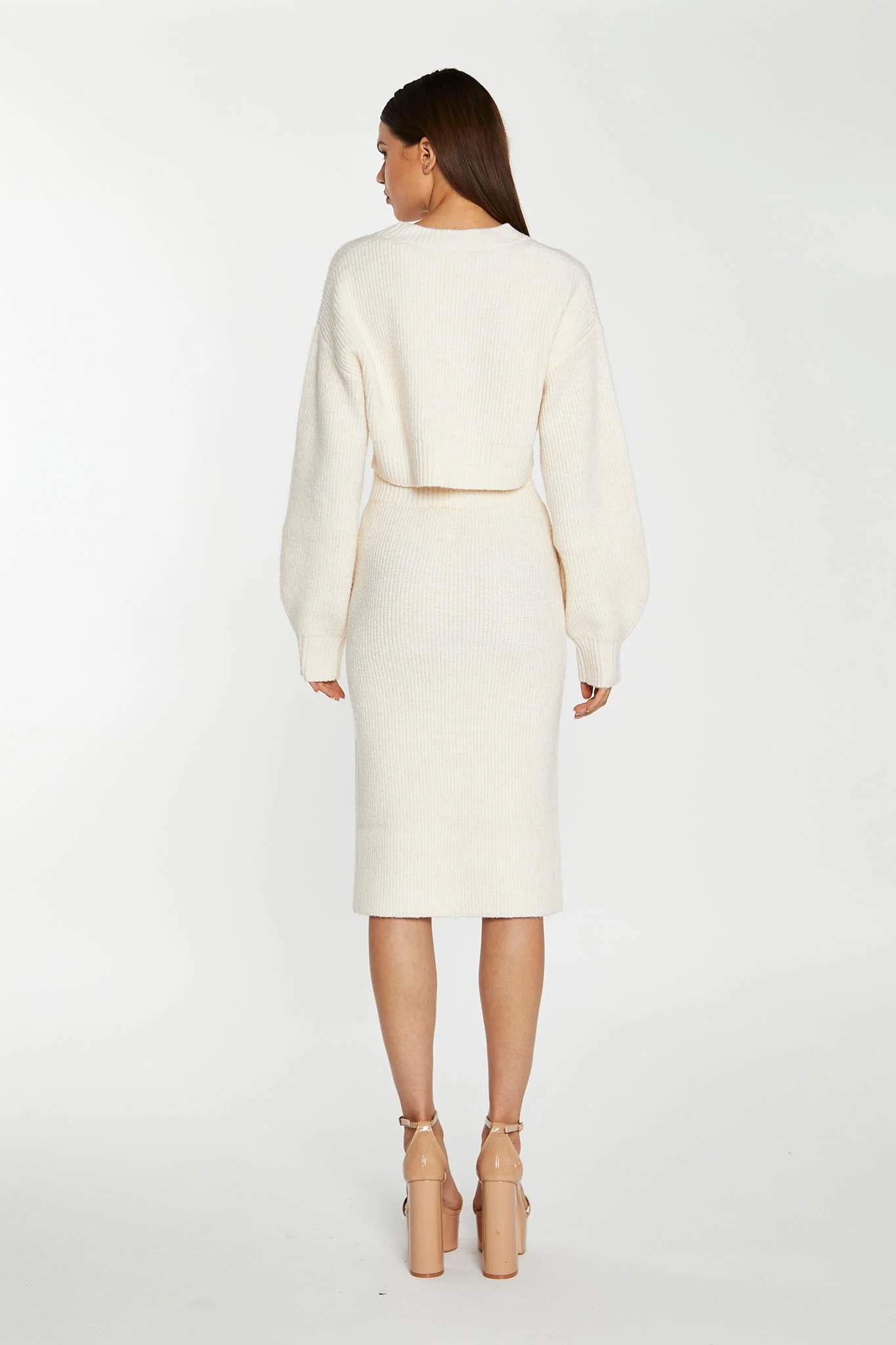 Dark-Cream Oversized Sleeve Crop-Cardigan - Image 2