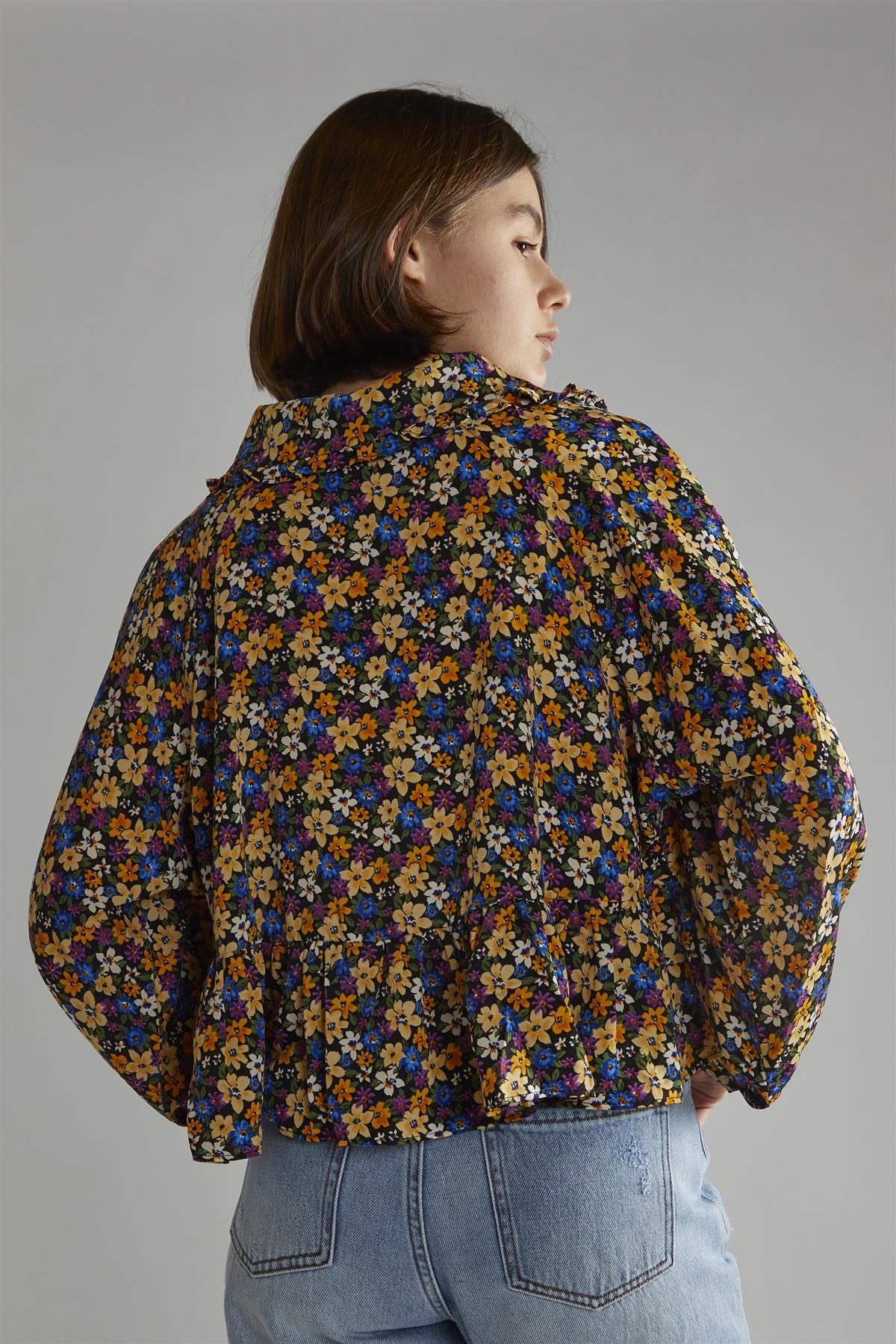Dark Floral Long Sleeve Top - Image 2
