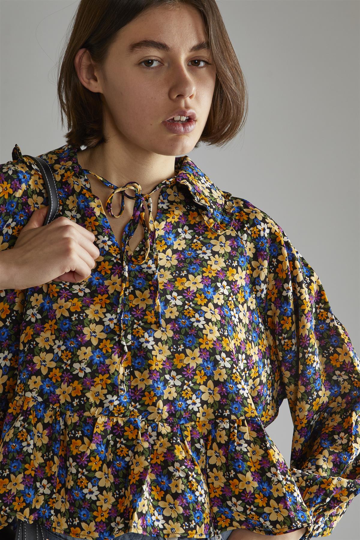 Dark Floral Long Sleeve Top - Image 3