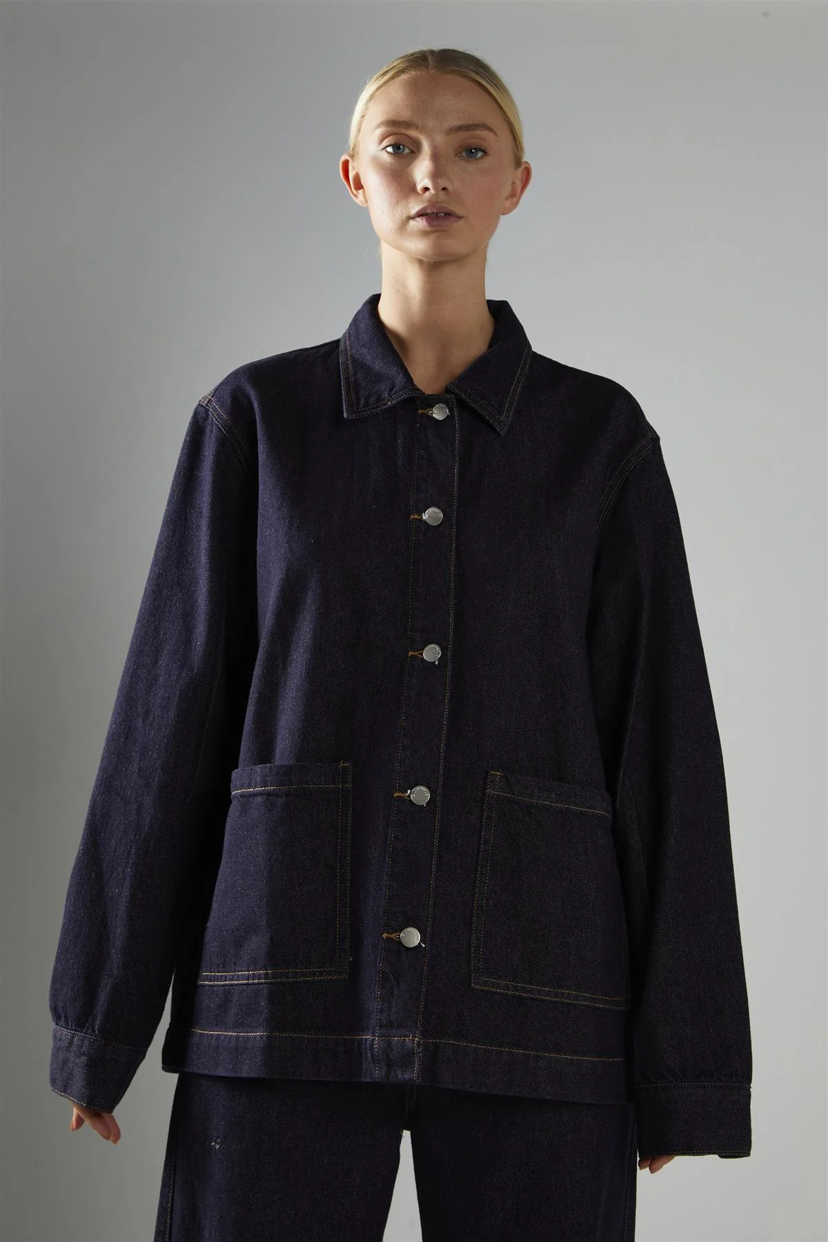 Dark-Indigo Boxy Denim-Jacket - Image 3