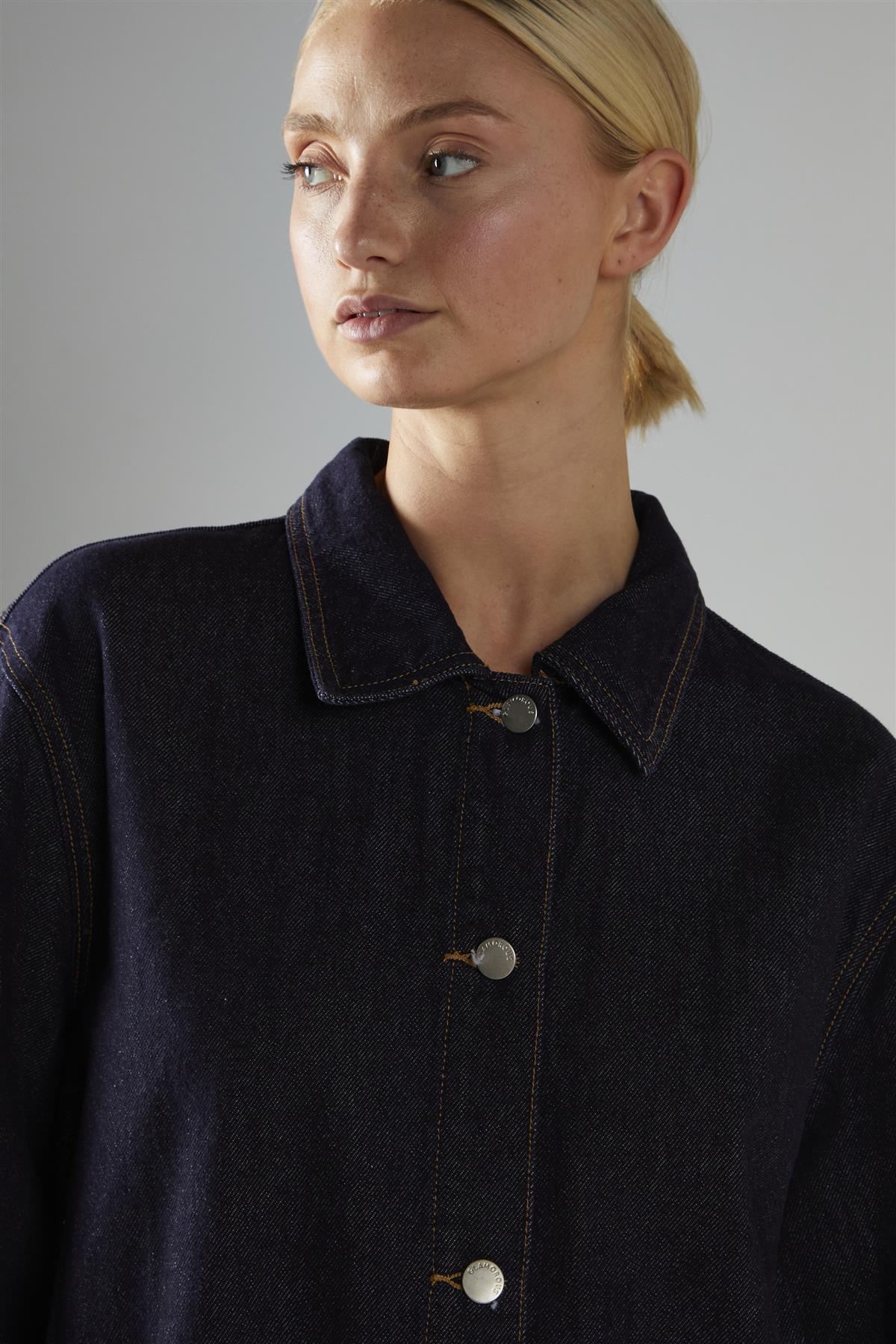 Dark-Indigo Boxy Denim-Jacket - Image 4