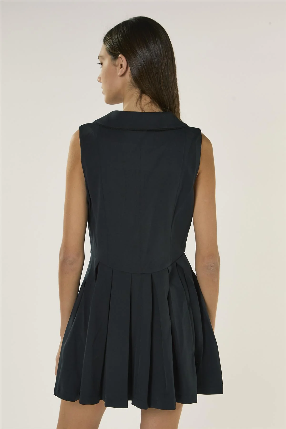 Dark Navy V Neck Sleeveless Dress - Image 4