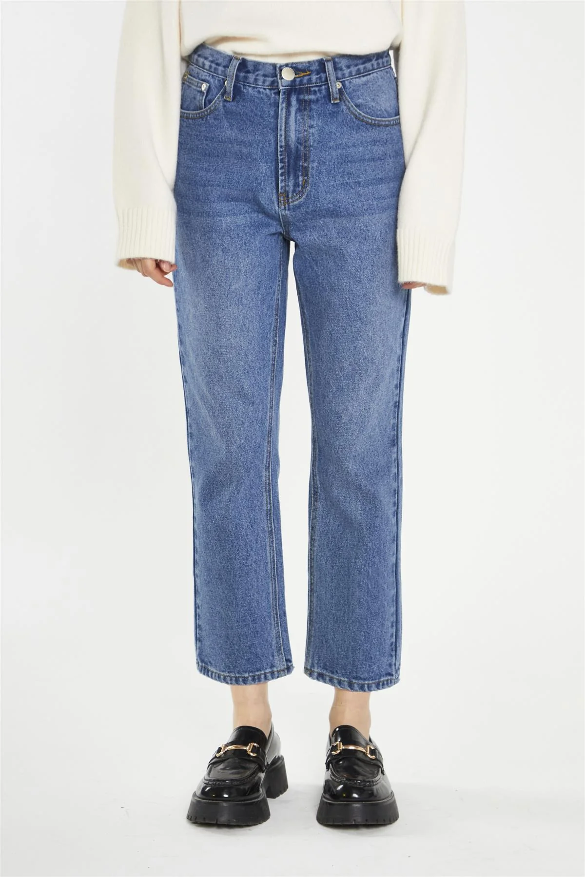Dark-Stonewash Straight-Leg Jeans - Image 3
