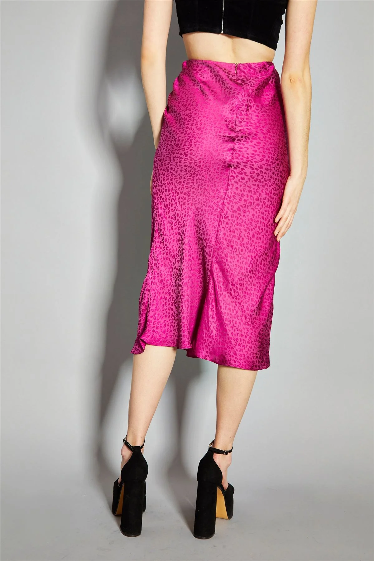 Deep-Orchid Leopard Bias-Cut Midi-Skirt - Image 6