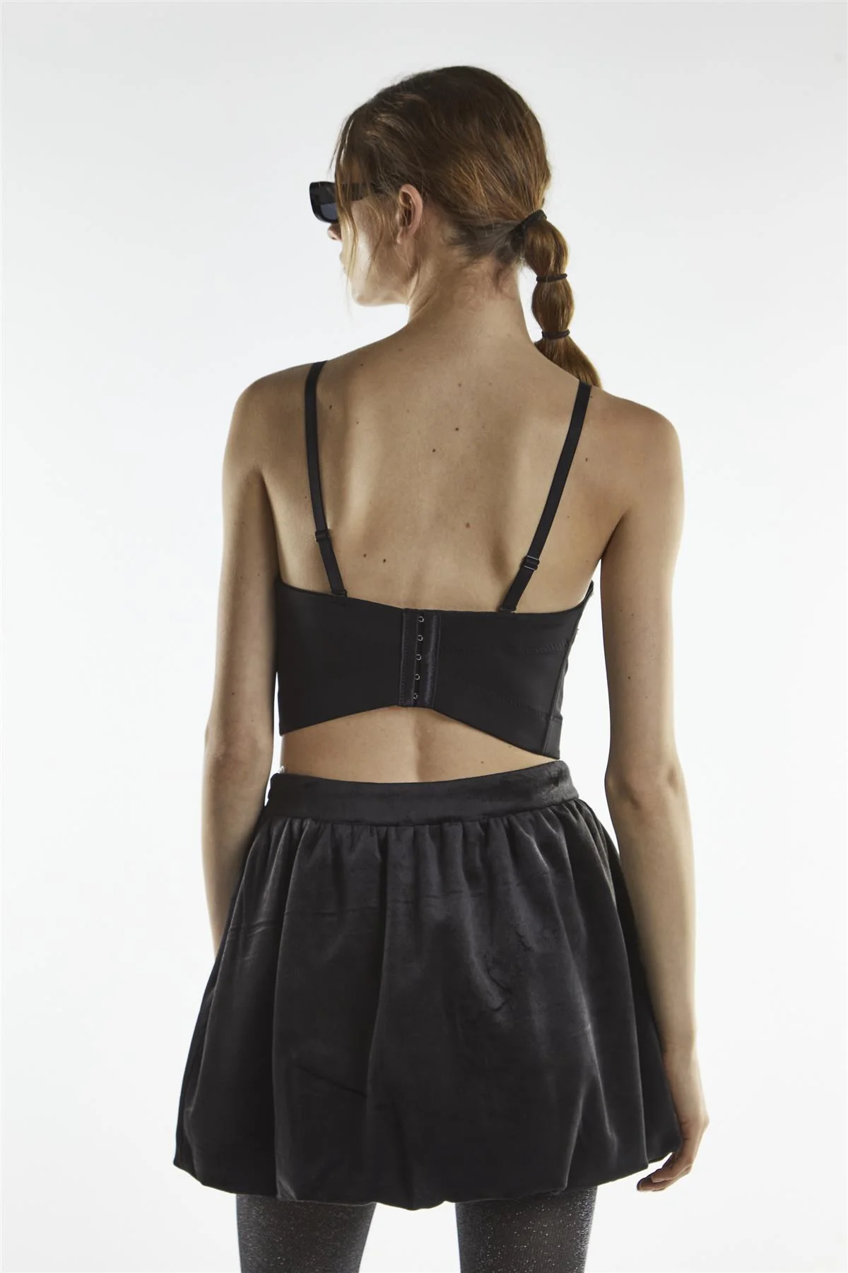 Diamante Corset Crop Top - Maia Black - Image 2