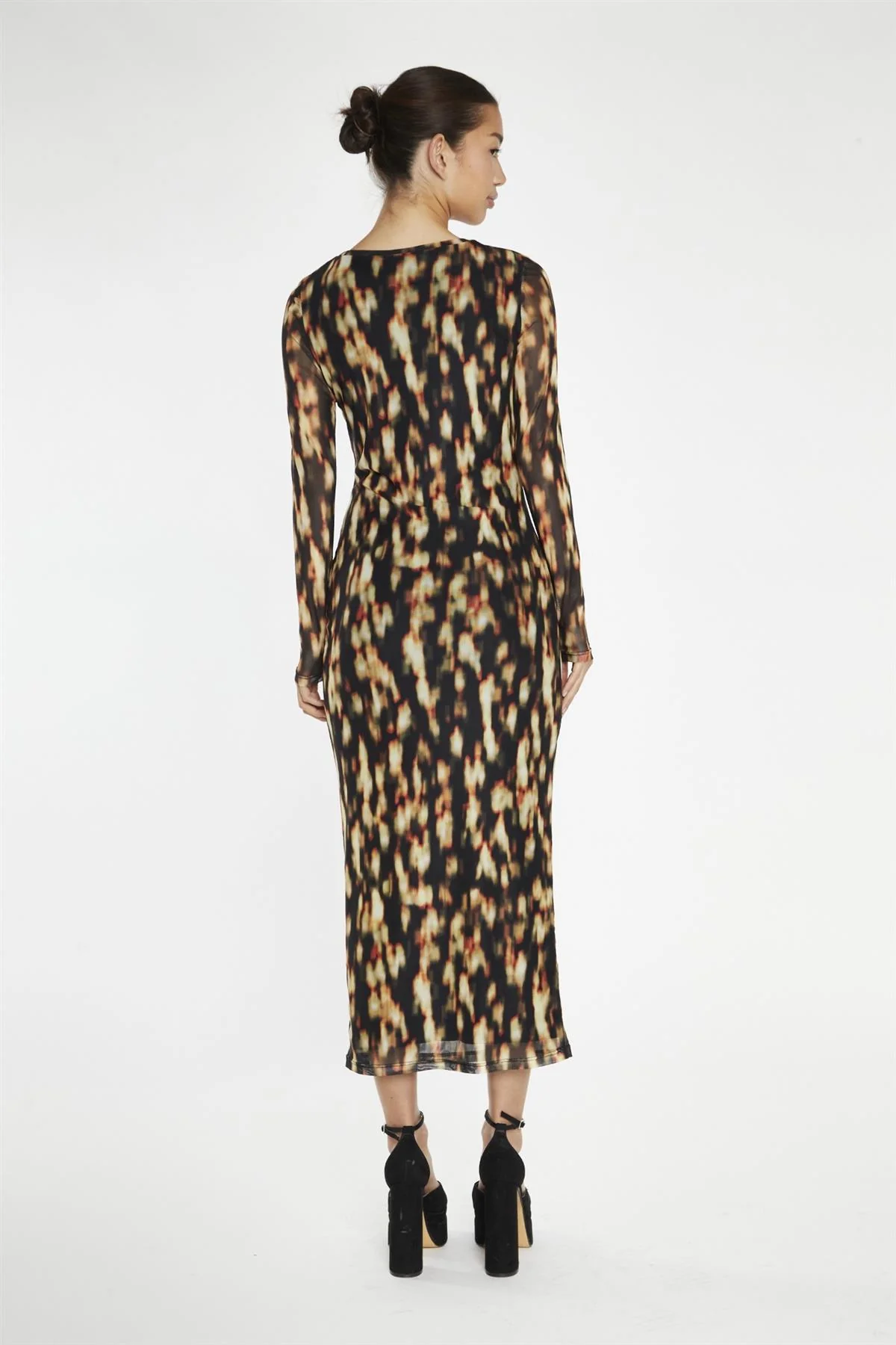 Digital Tie-Dye Mesh Bodycon Midi-Dress - Image 2