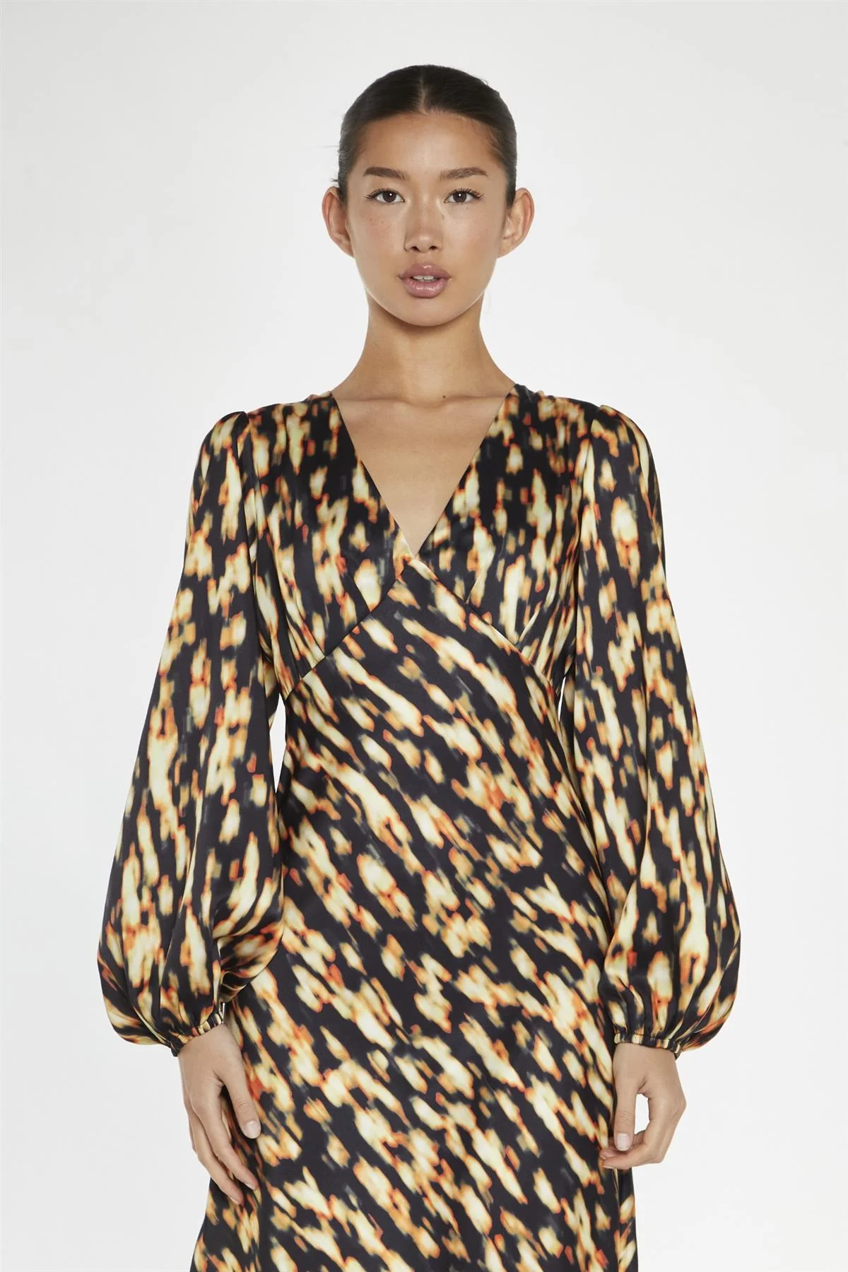 Digital Tie-Dye V-Neck Midi-Dress - Image 3