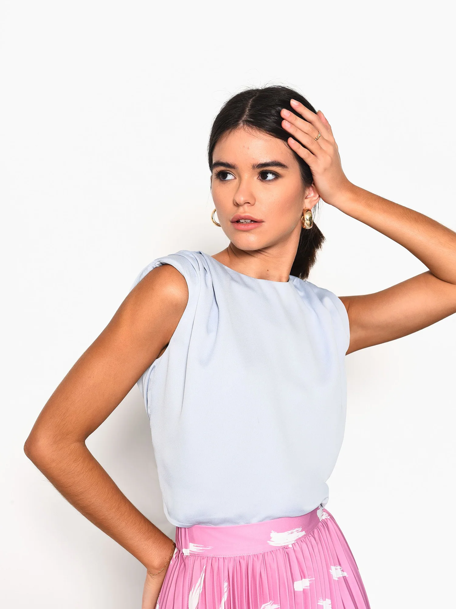 Glamorous Dusty Blue Grey Top - Image 3