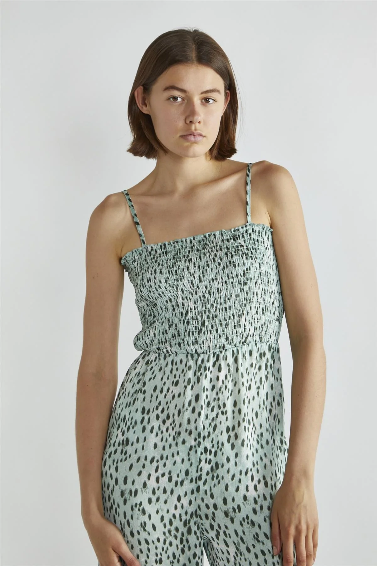 Dusty-Green Leopard Wide-Leg Cropped-Jumpsuit - Image 3