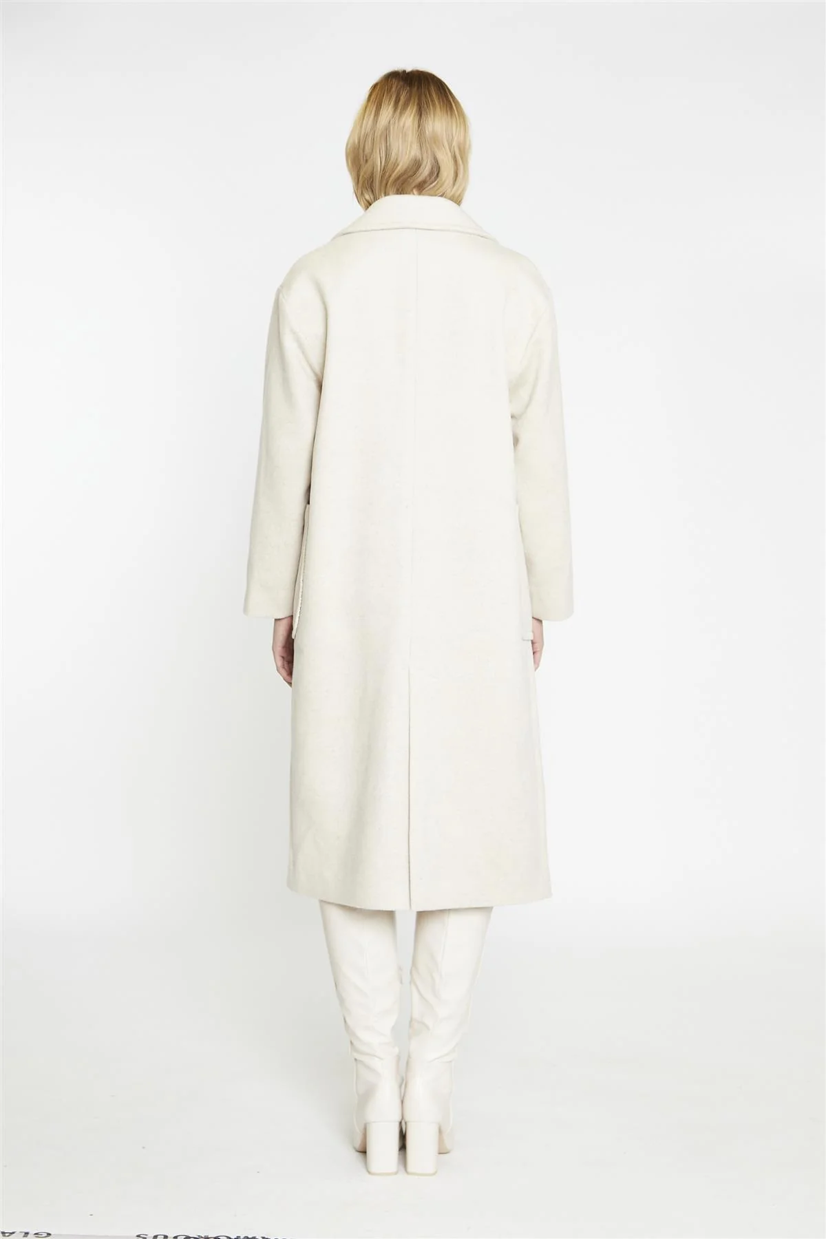 Ecru Double Breasted Longline-Coat - Image 3
