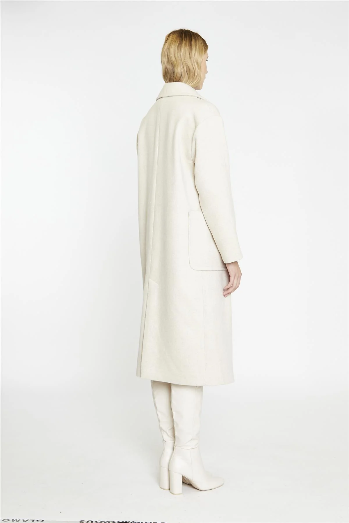 Ecru Double Breasted Longline-Coat - Image 4