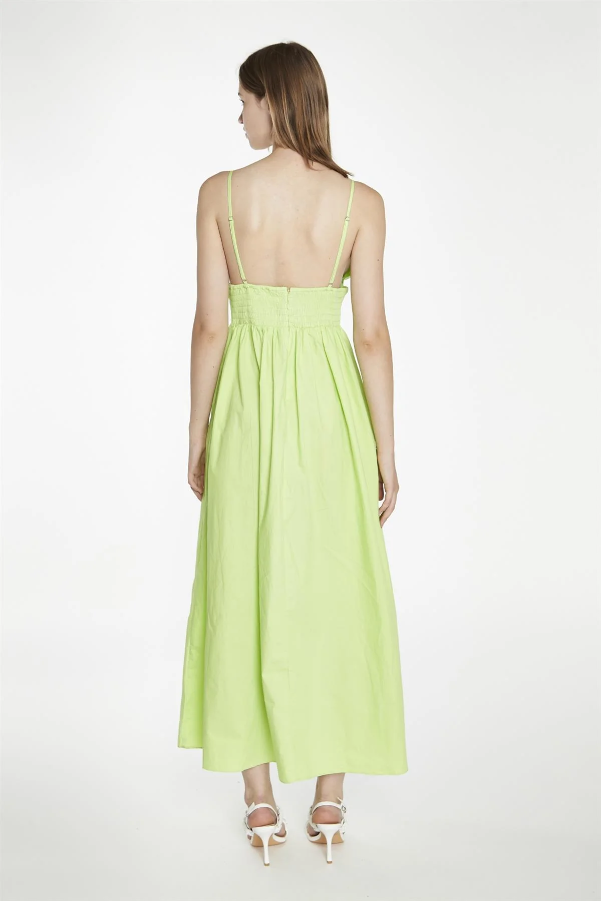 Electric-Lime Shirred Waist Maxi-Dress - Image 3