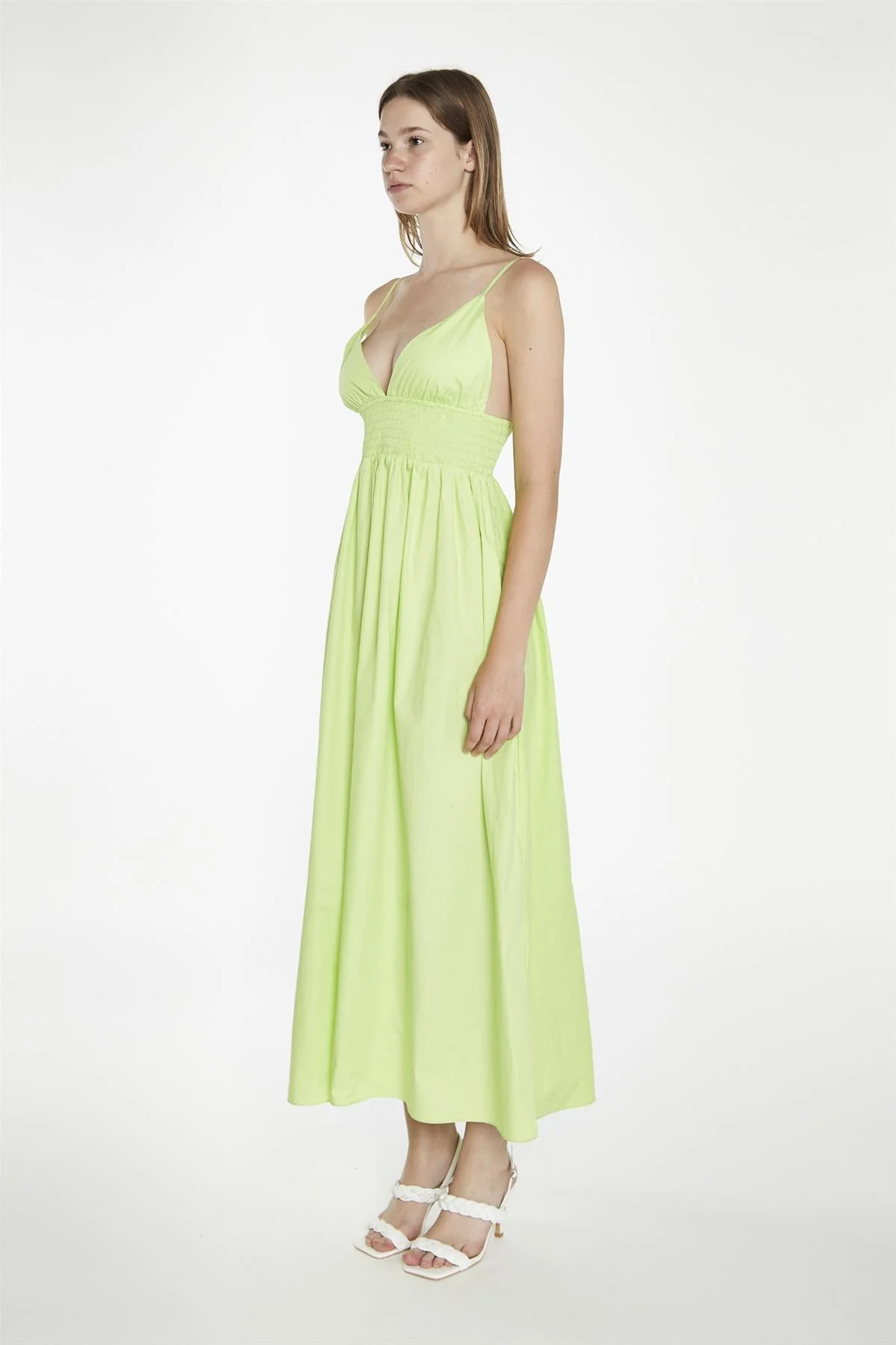 Electric-Lime Shirred Waist Maxi-Dress - Image 4