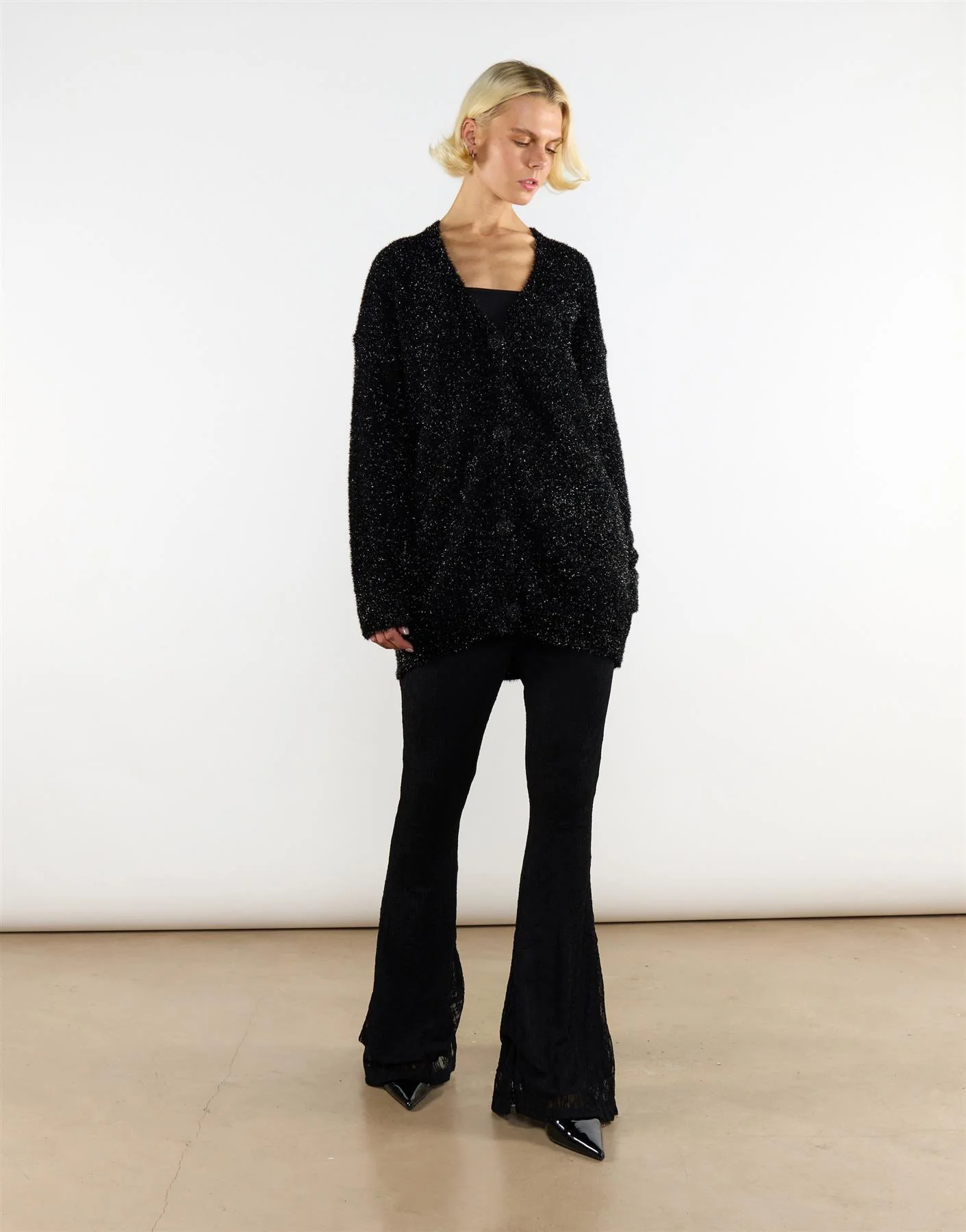 Flared Trousers - Black Lace
