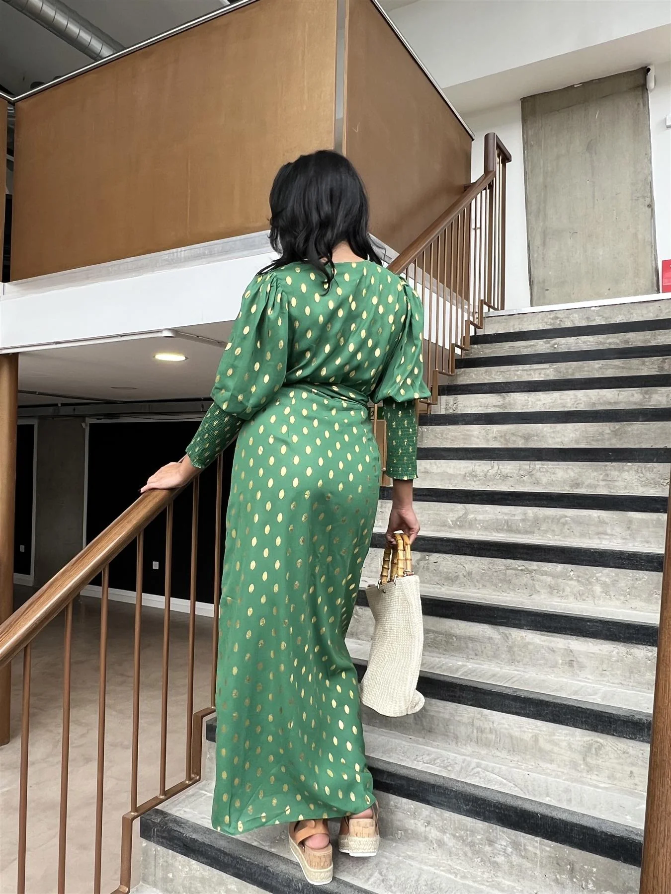 Forest Green Gold Spot Long-Dress - Image 2
