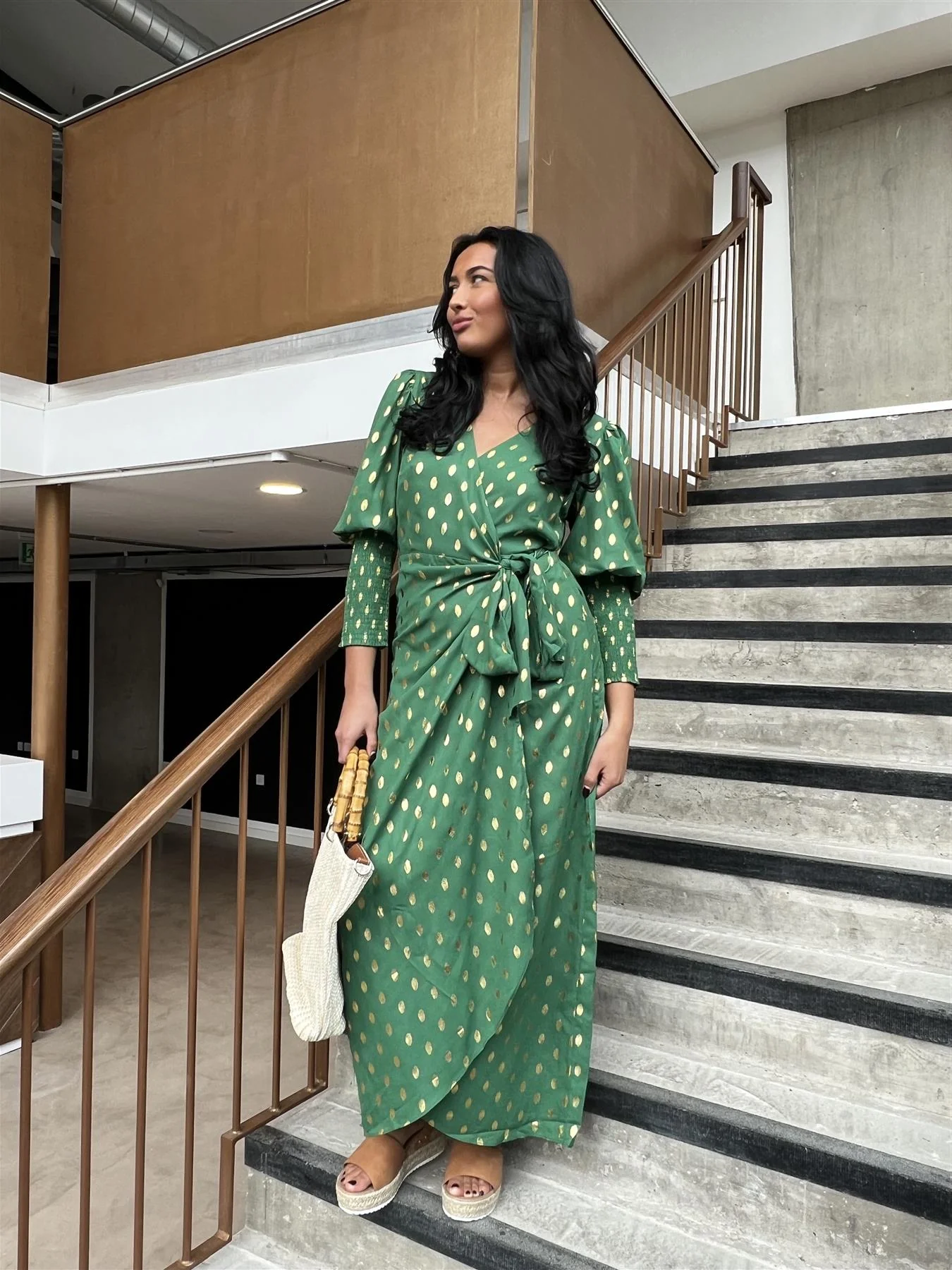 Forest Green Gold Spot Long-Dress - Image 4