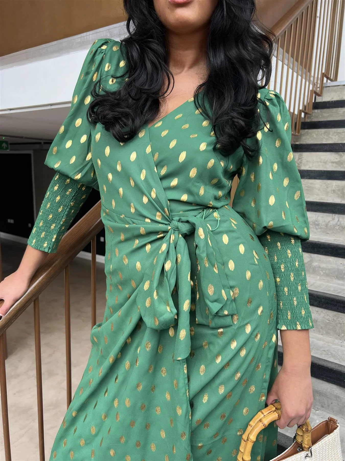 Forest Green Gold Spot Long-Dress - Image 5