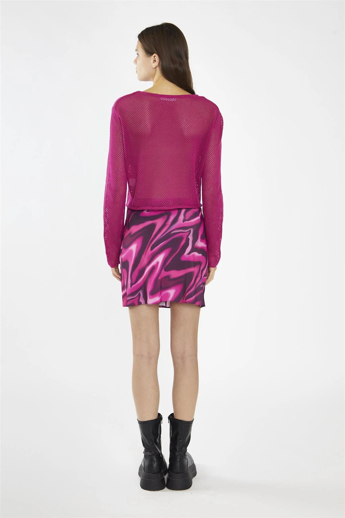 Fuchsia Crochet Long-Sleeve Top - Image 2