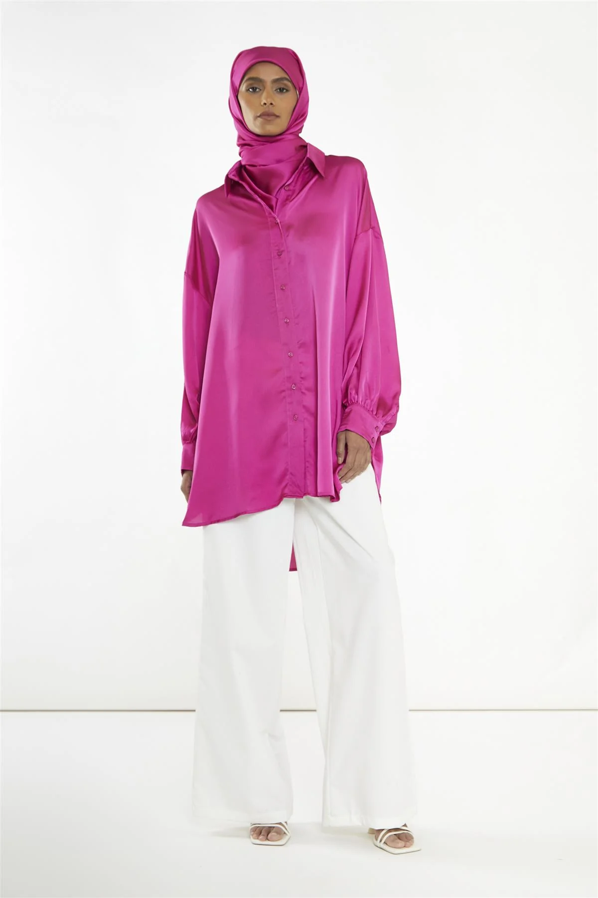 Fuchsia Shirt Hi-Low-Dress - Image 3