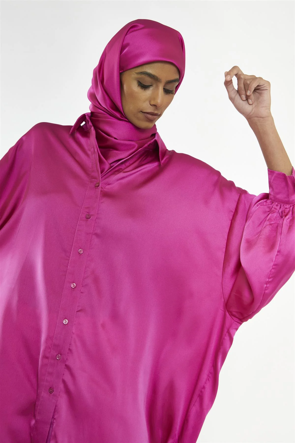 Fuchsia Shirt Hi-Low-Dress - Image 4