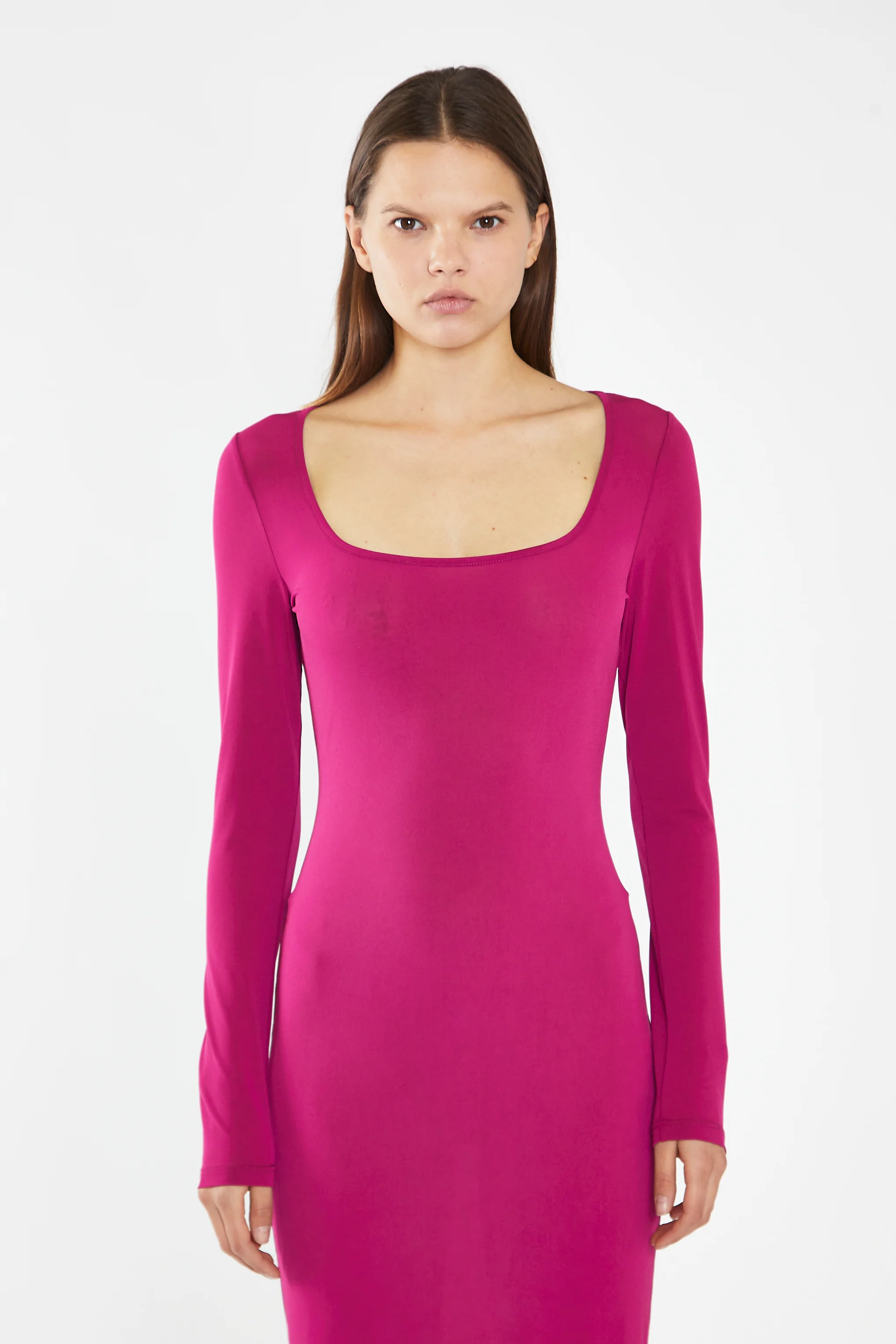 Fuchsia Square-Neck Bodycon Maxi-Dress - Image 2