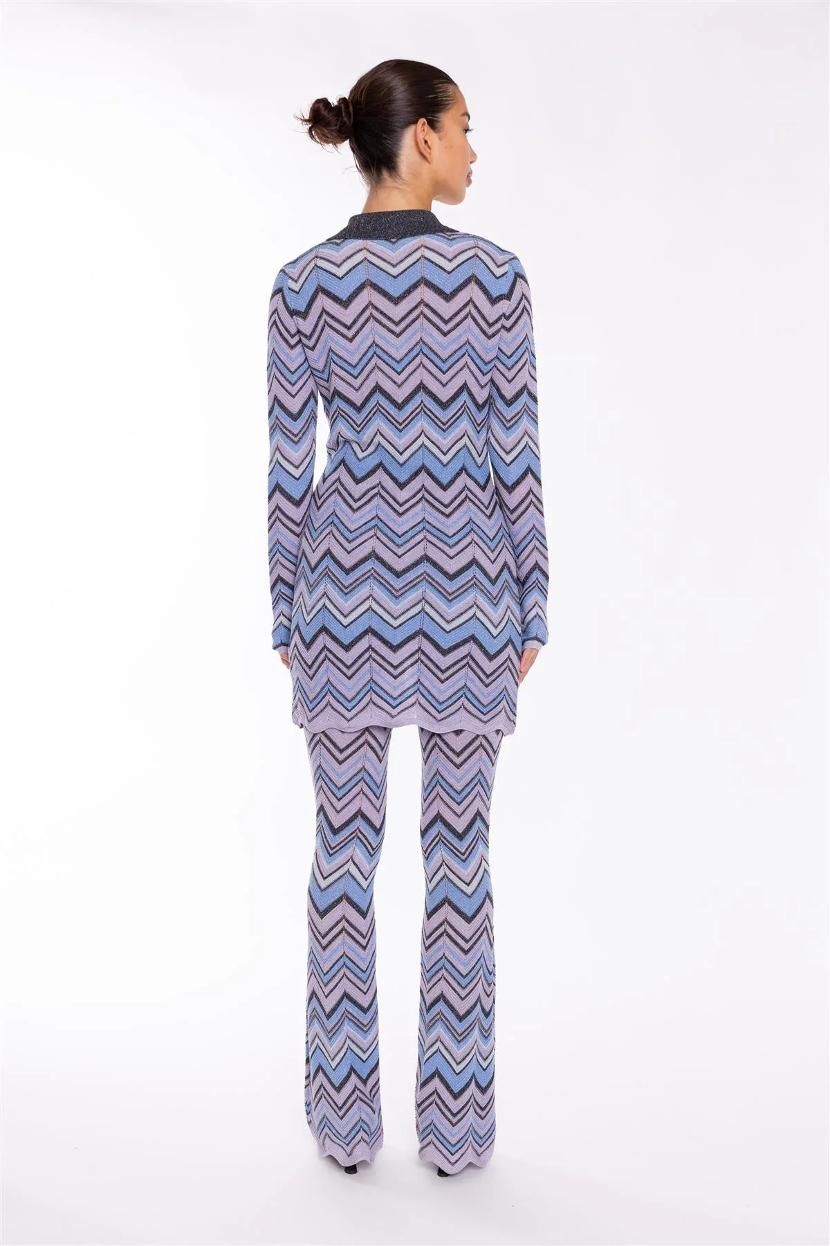 Full Sleeves Cardigan - Lilac Blue Chevron - Image 2