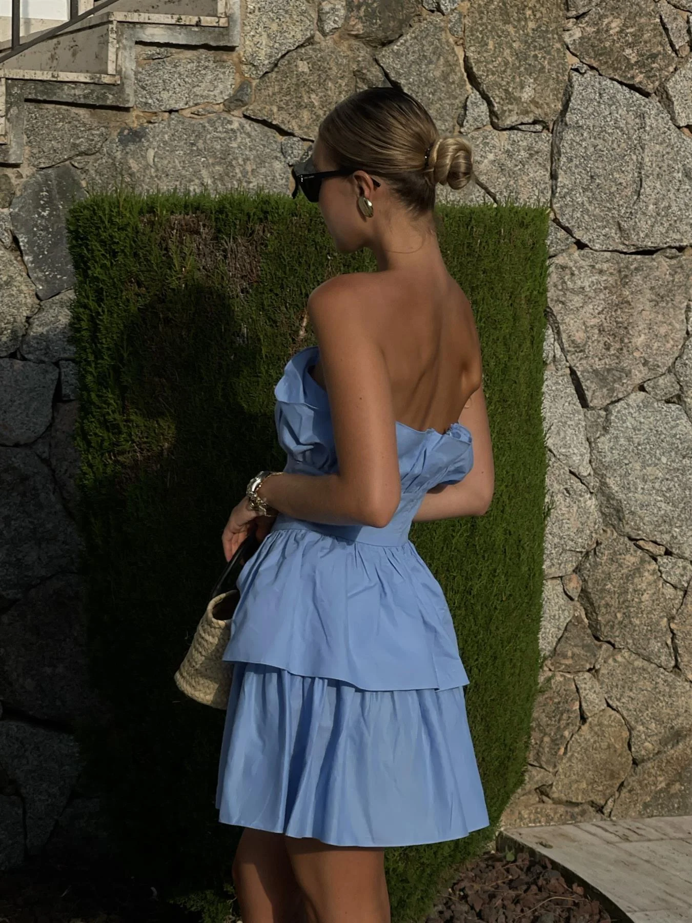 Gemma Bandeau Ruffle Mini-Dress -Sky Blue - Image 2