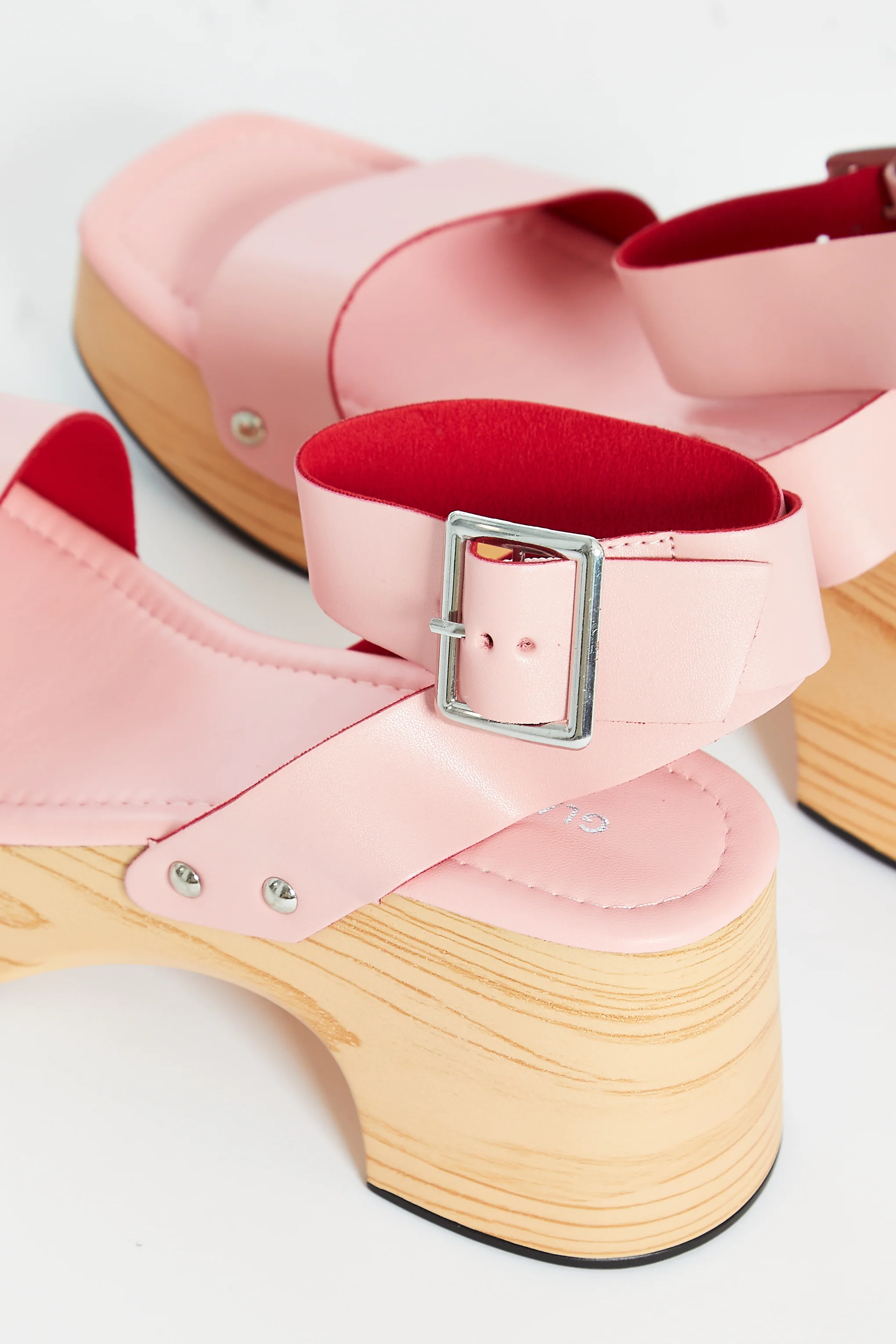 Glamorous Baby-Pink Open Toe Block-Heel Sandals - Image 3