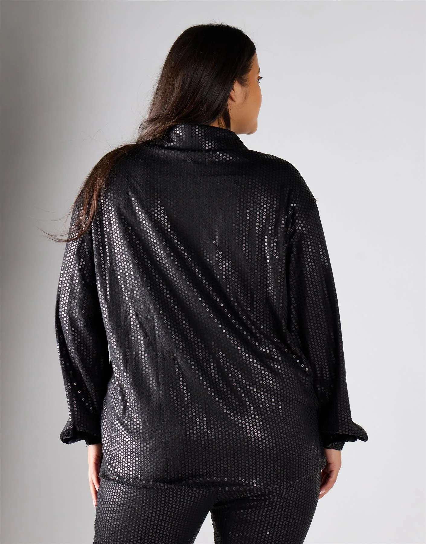 Glamorous Curve Black Sequin Top - Image 4