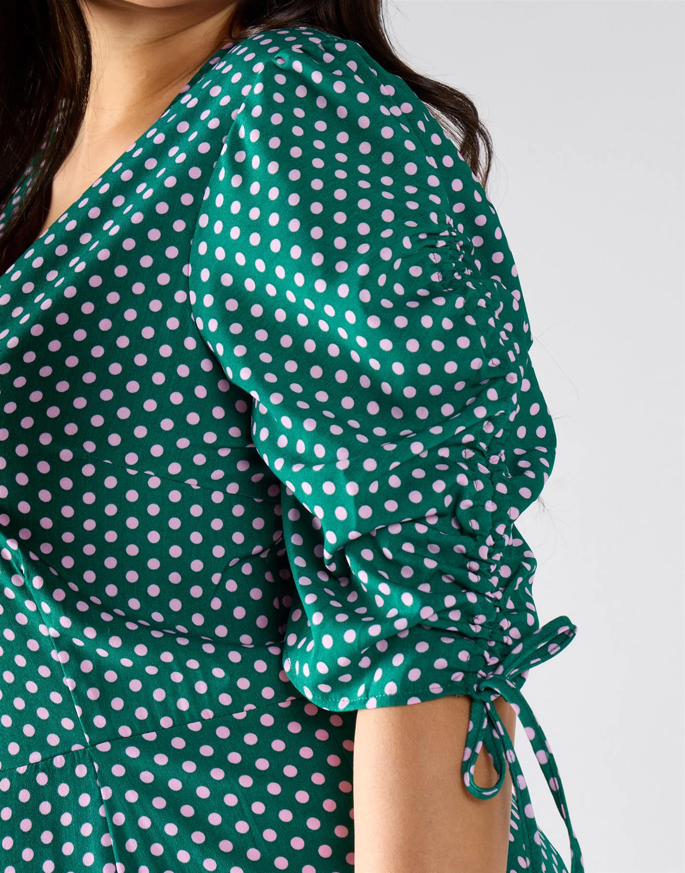 Glamorous Curve Green Lilac Spot Jumpsuit - Image 3