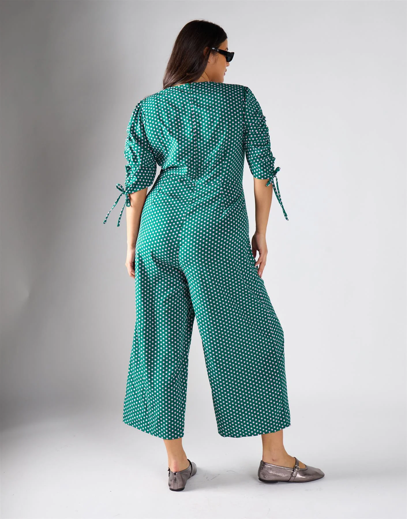 Glamorous Curve Green Lilac Spot Jumpsuit - Image 4