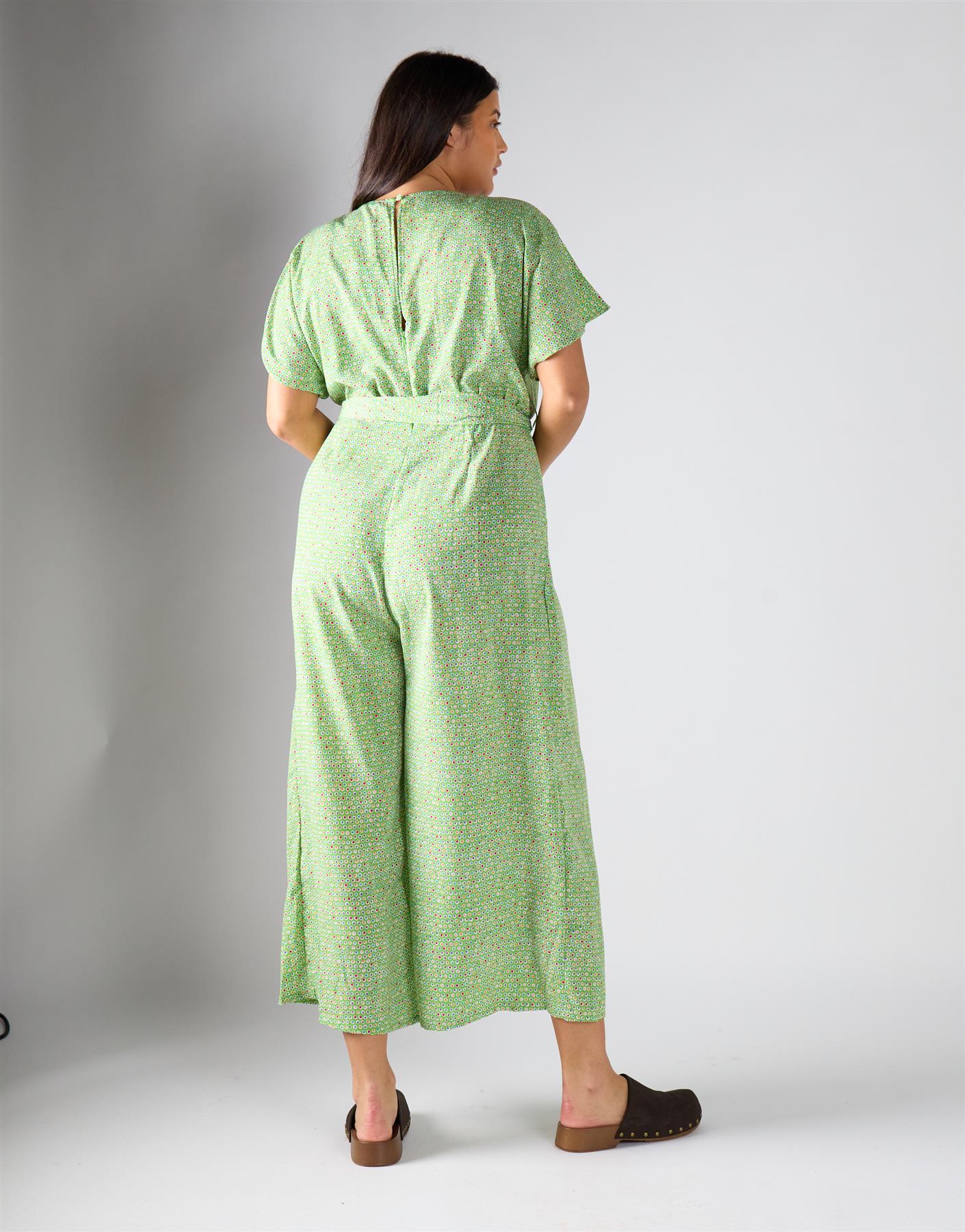 Glamorous Curve Green Multi Dot Jumpsuit - Image 4