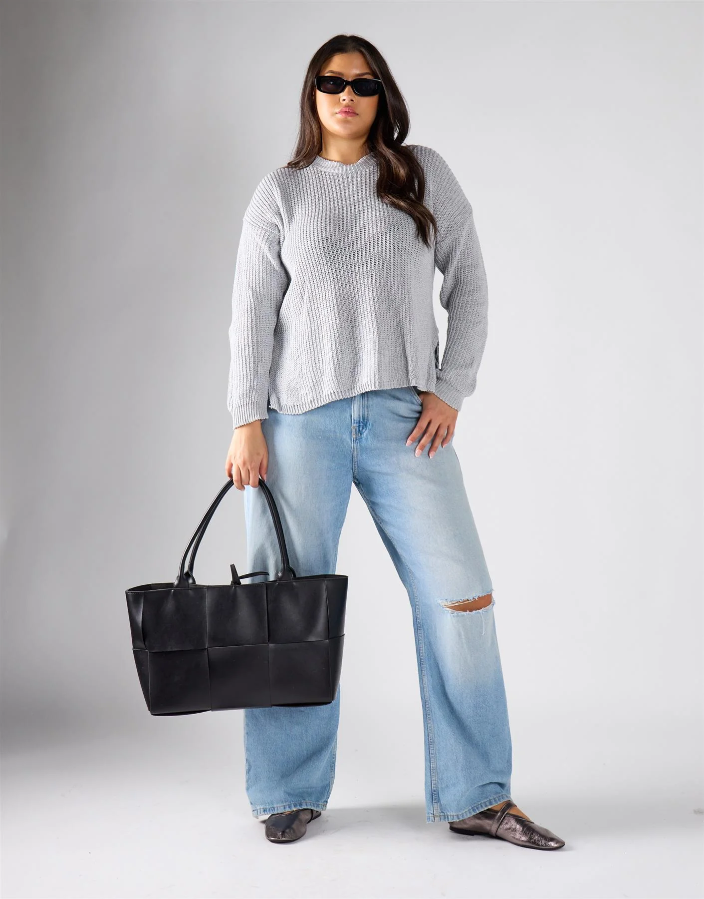Glamorous Curve Grey Marl Knitwear Jumper