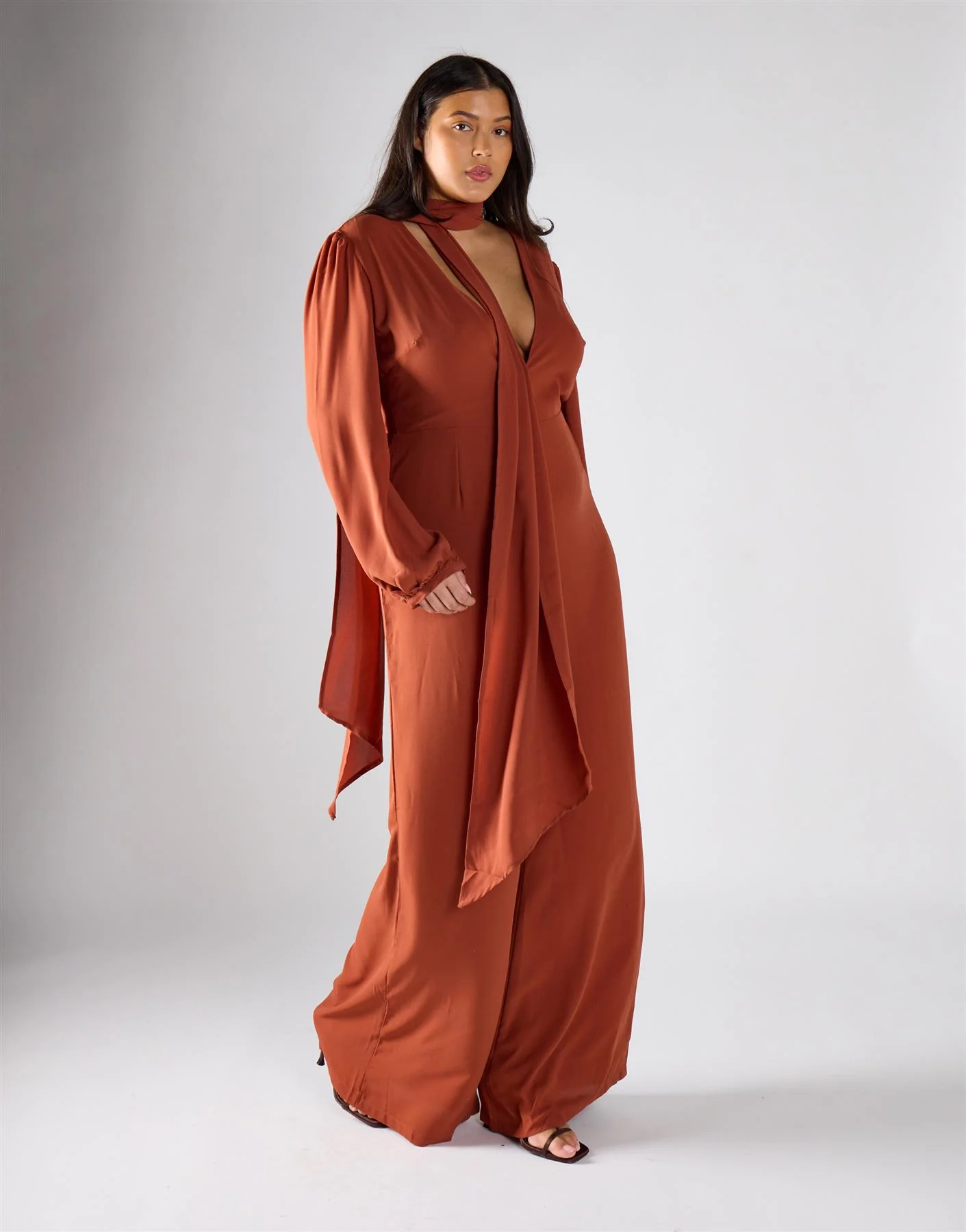 Glamorous Curve Rust Jumpsuit - Image 2